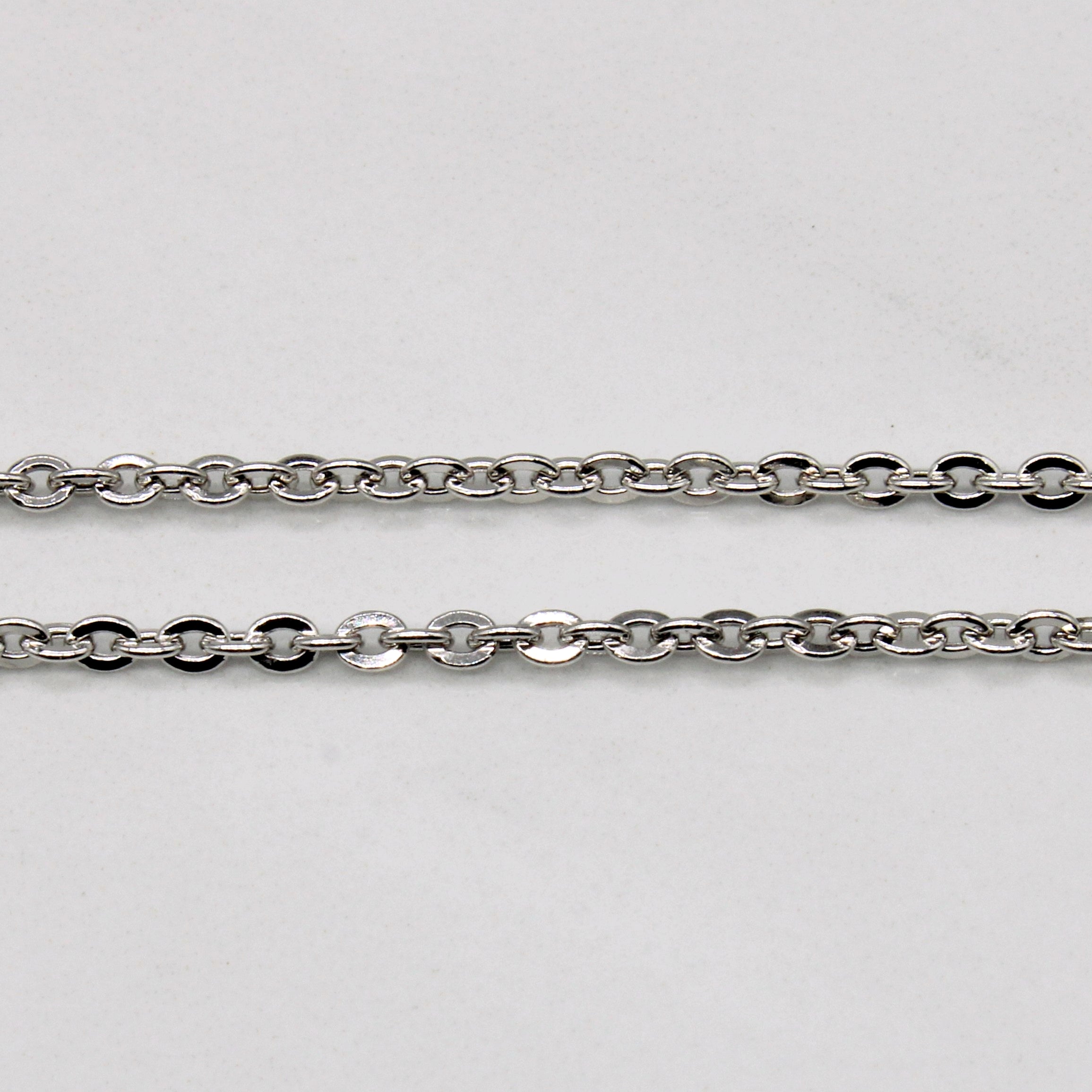 18k White Gold Pendant & Necklace | 17" |