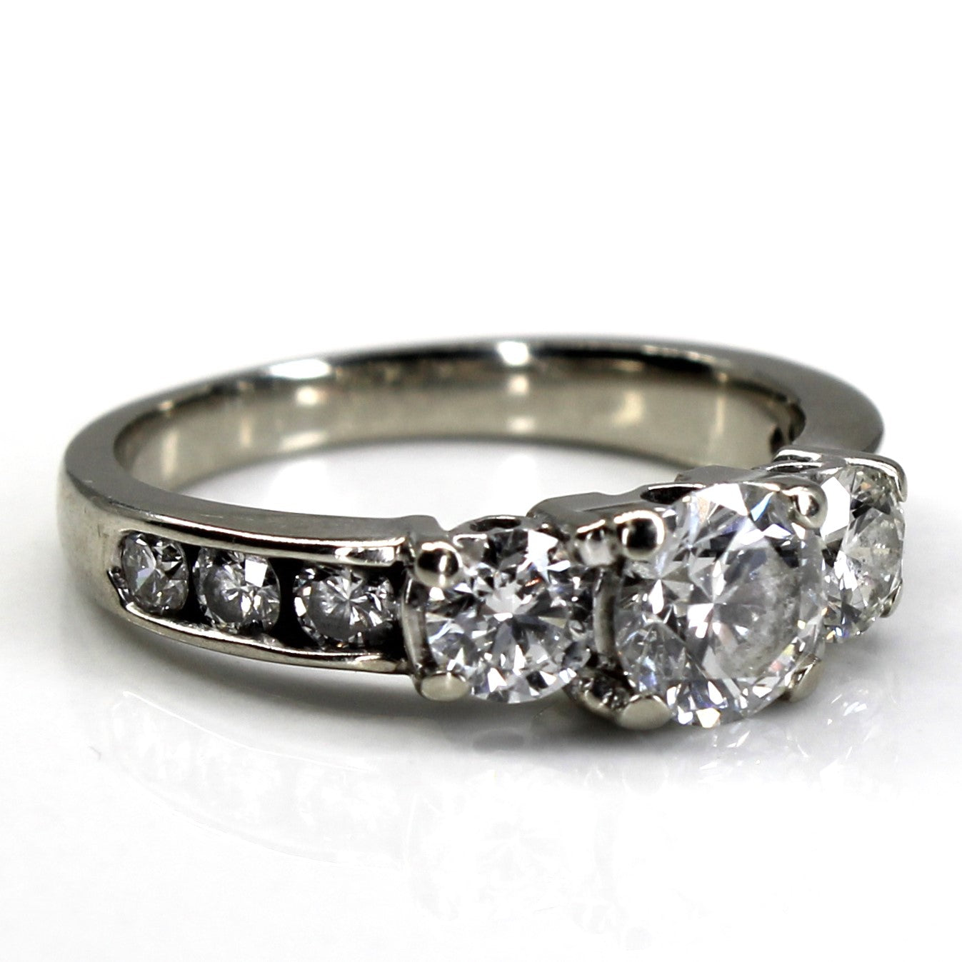 Three Stone With Accents Diamond Ring | 1.32ctw SI2 G/H | SZ 4.5 |