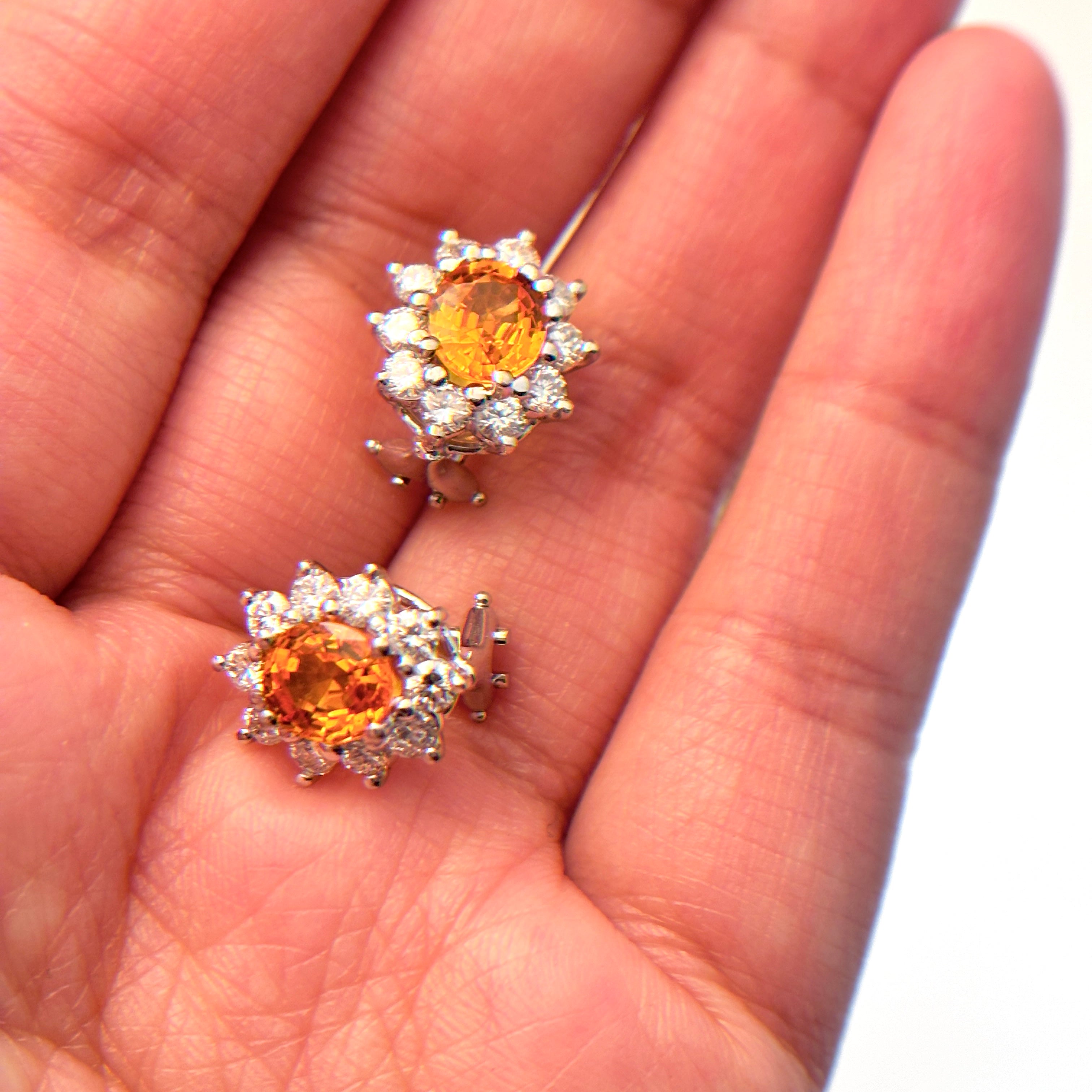18K White Gold Sapphire and Diamond Earring | 2.90ctw, 1.40ctw, 1.60ctw