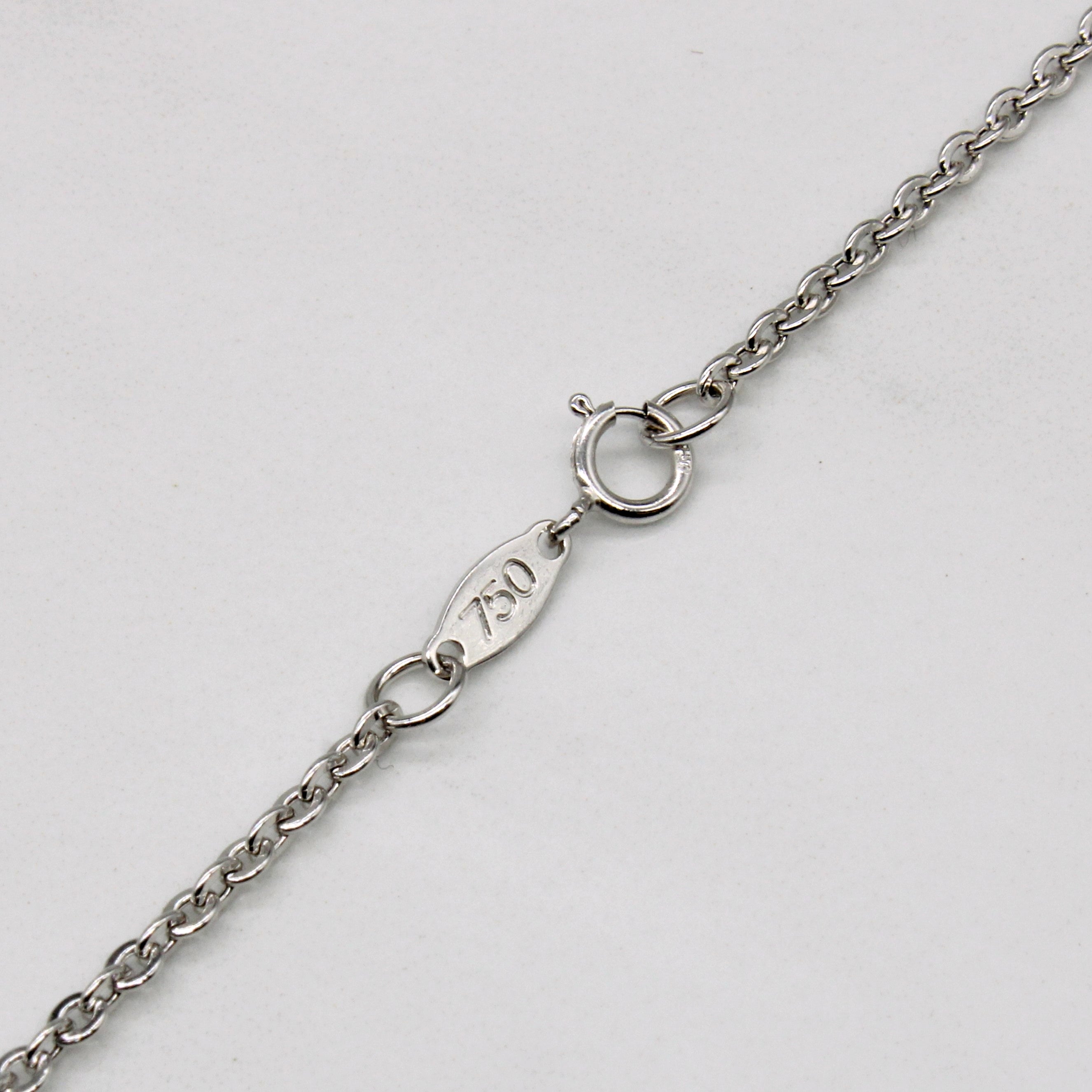 18k White Gold Pendant & Necklace | 17" |