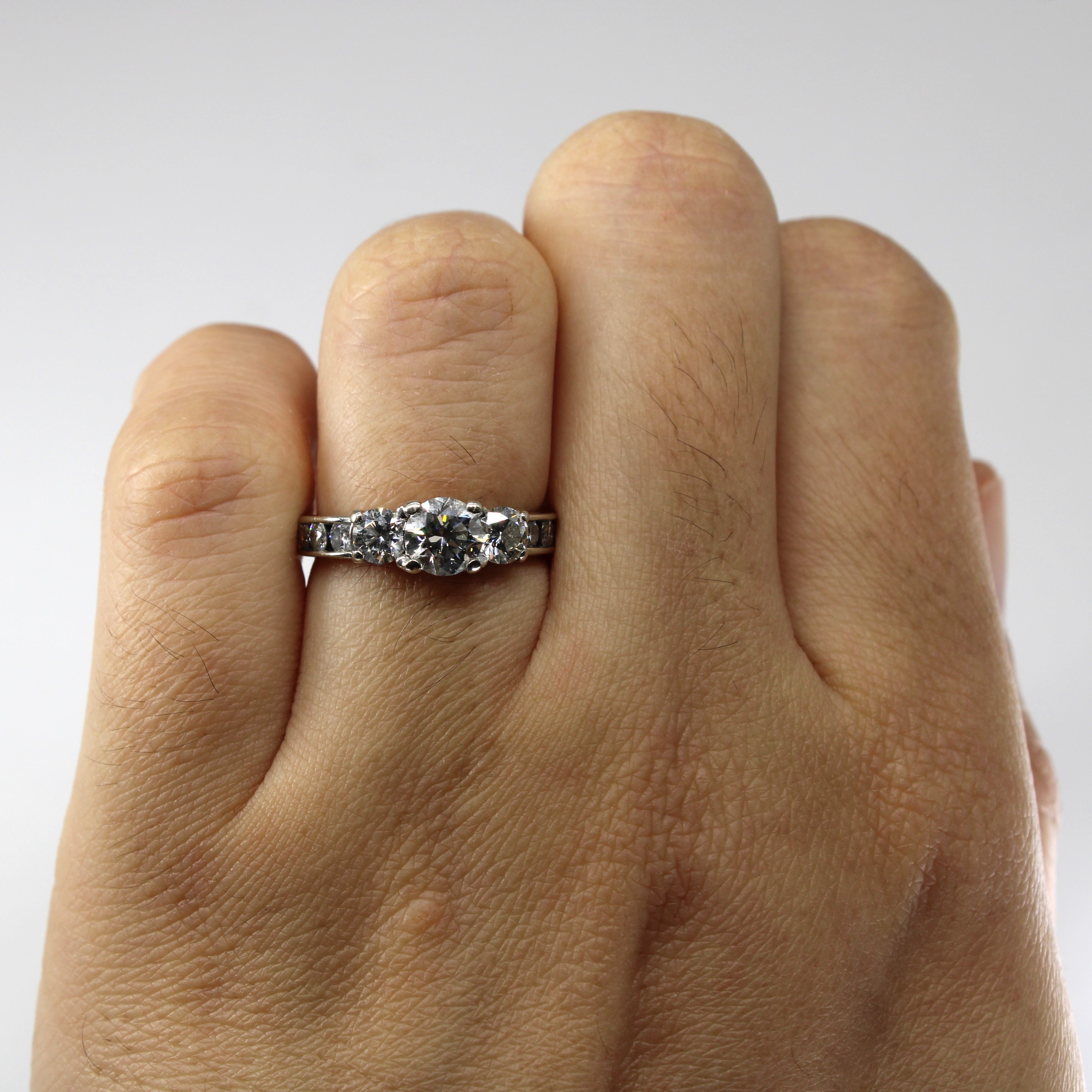 Three Stone With Accents Diamond Ring | 1.32ctw SI2 G/H | SZ 4.5 |