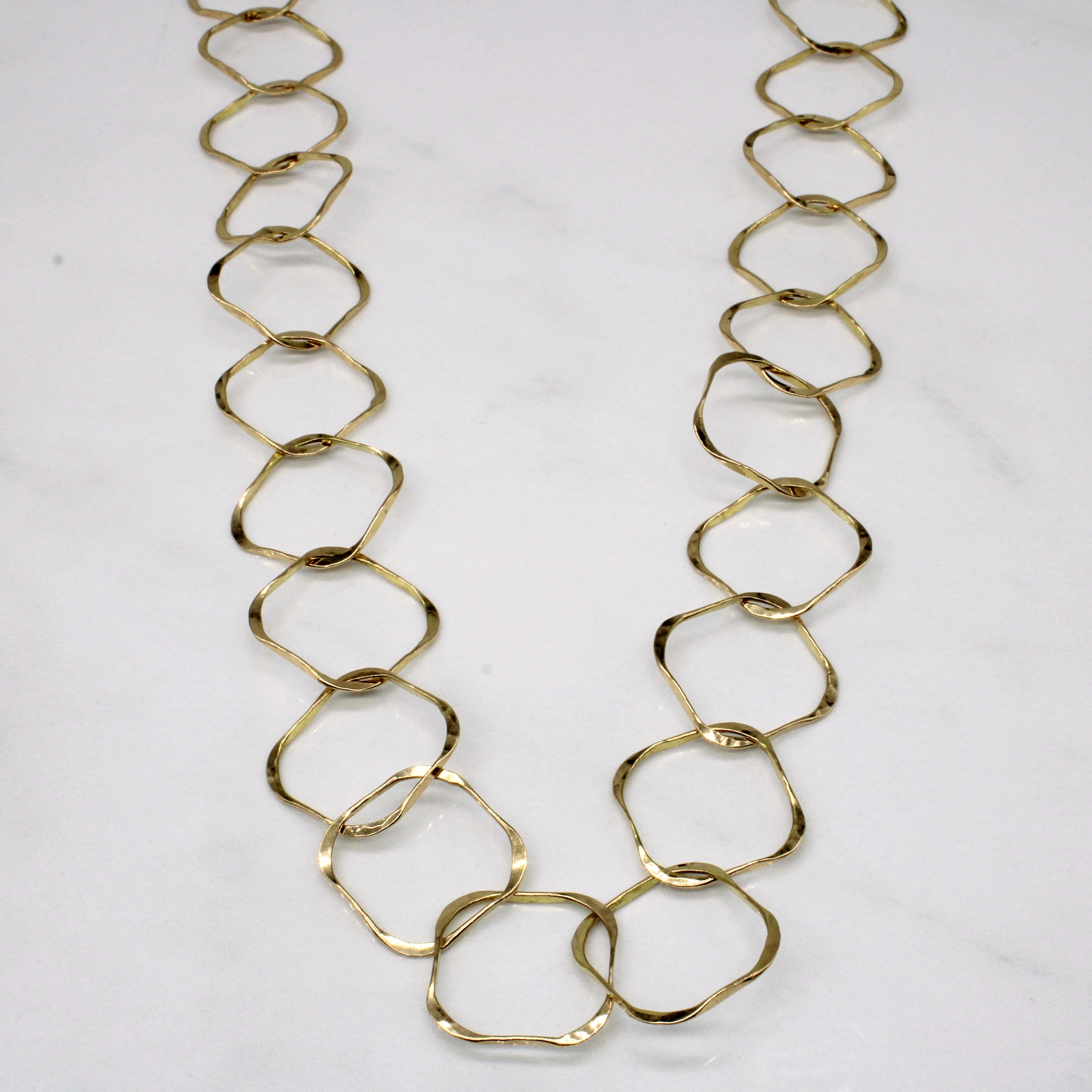 14k Yellow Gold Soft Square Link Necklace | 31" |