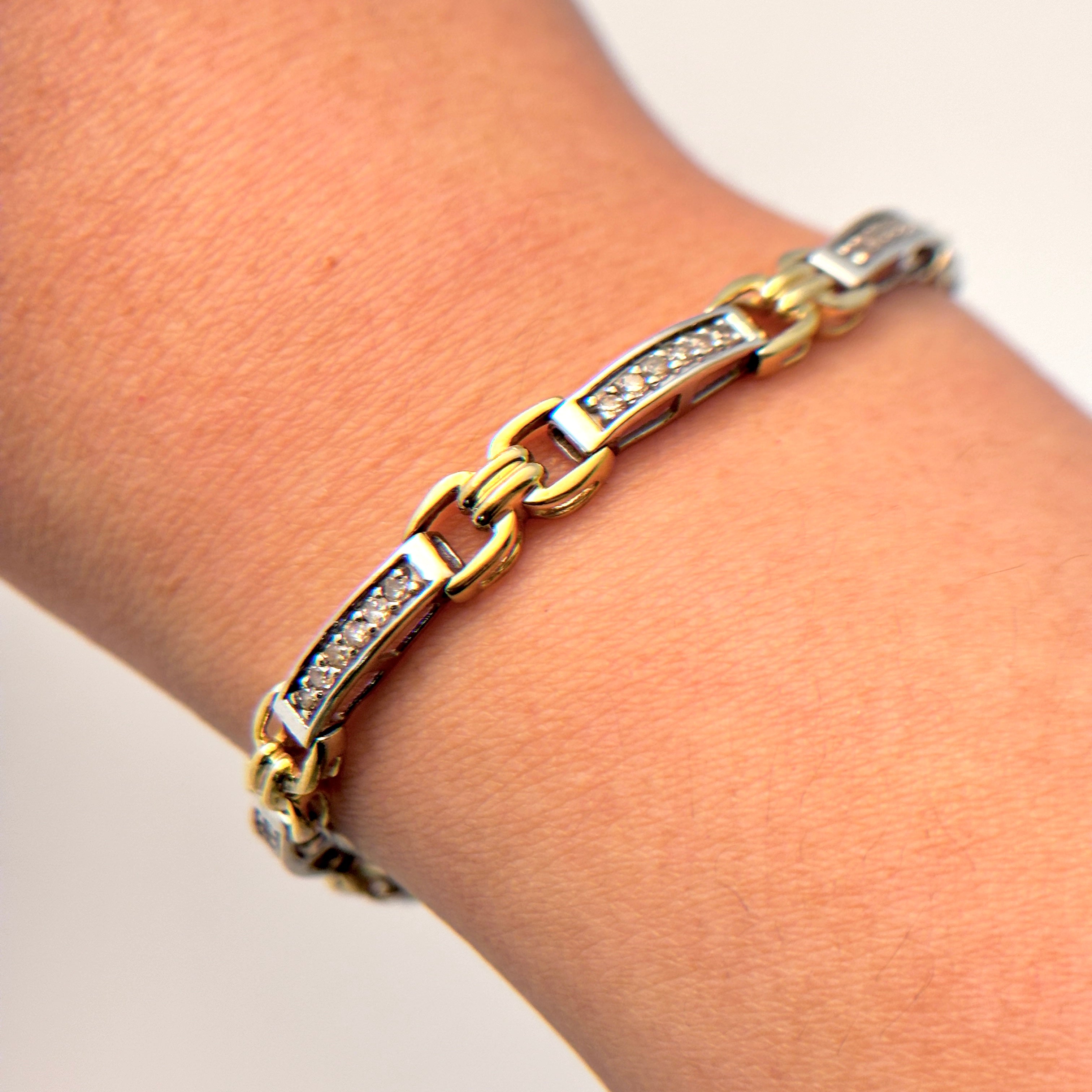 14K White and Yellow Gold Diamond Bracelet | 1.01ctw | 7.5"