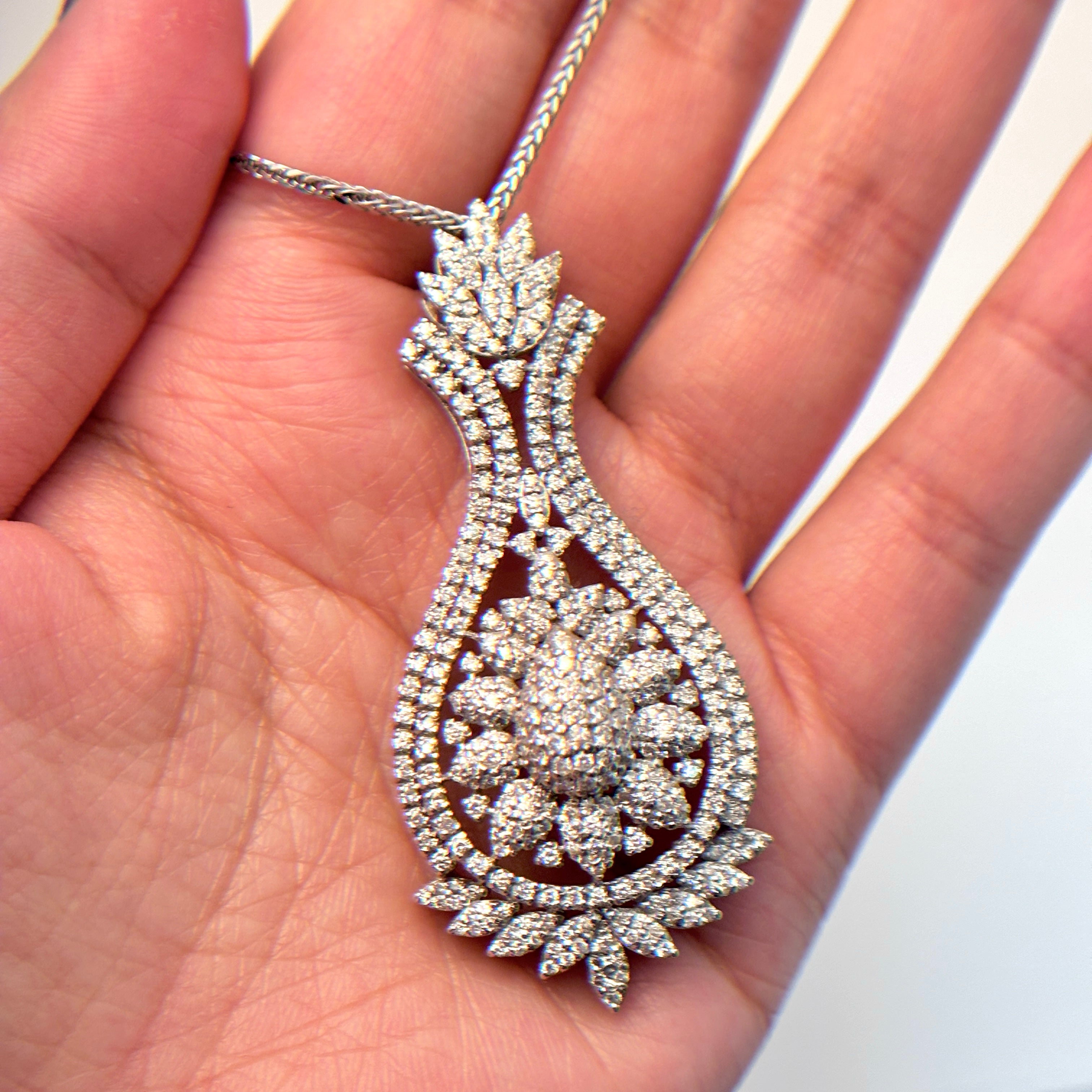 18K White Gold Diamond Necklace | 4.85ctw | 20"|
