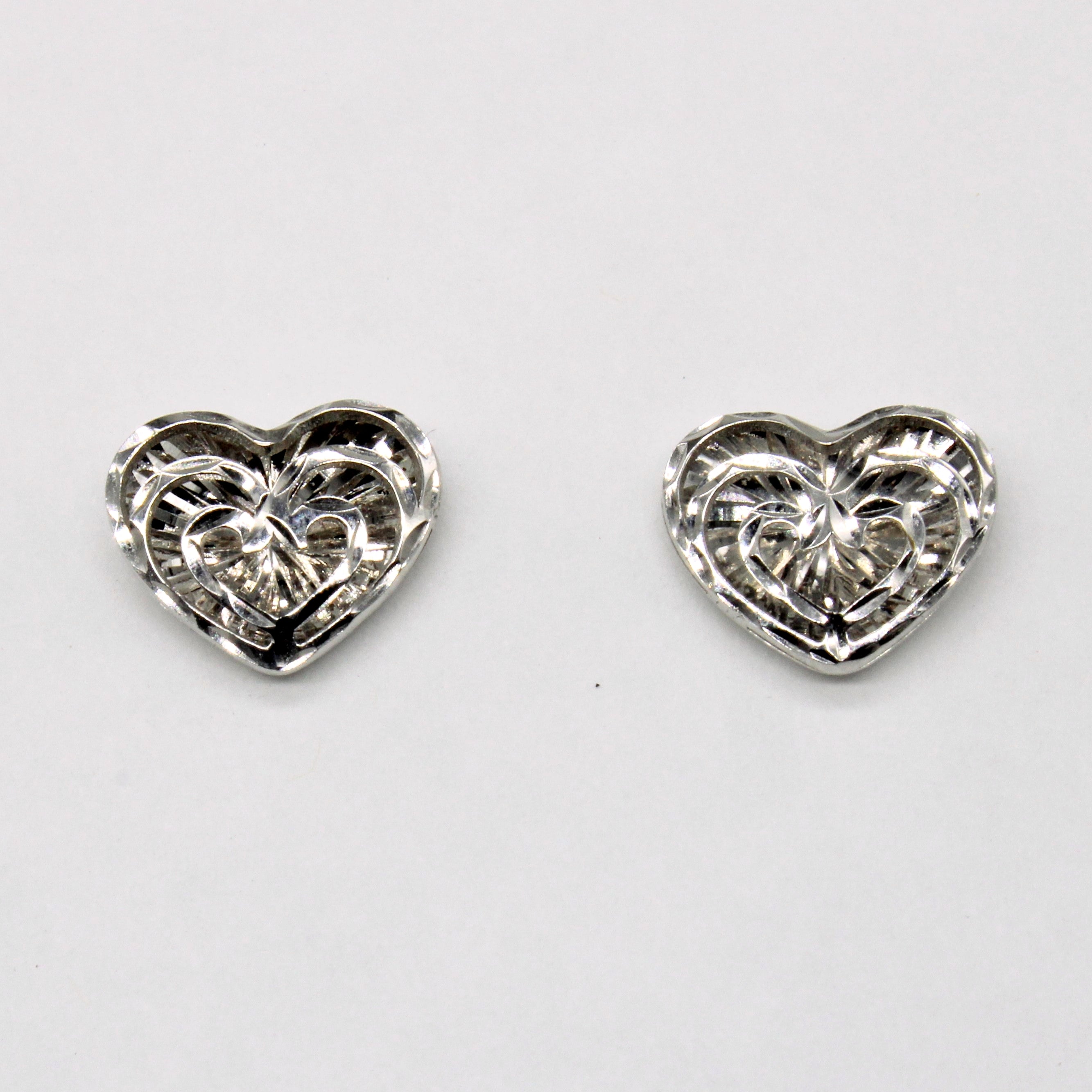 14k White Gold Heart Earrings