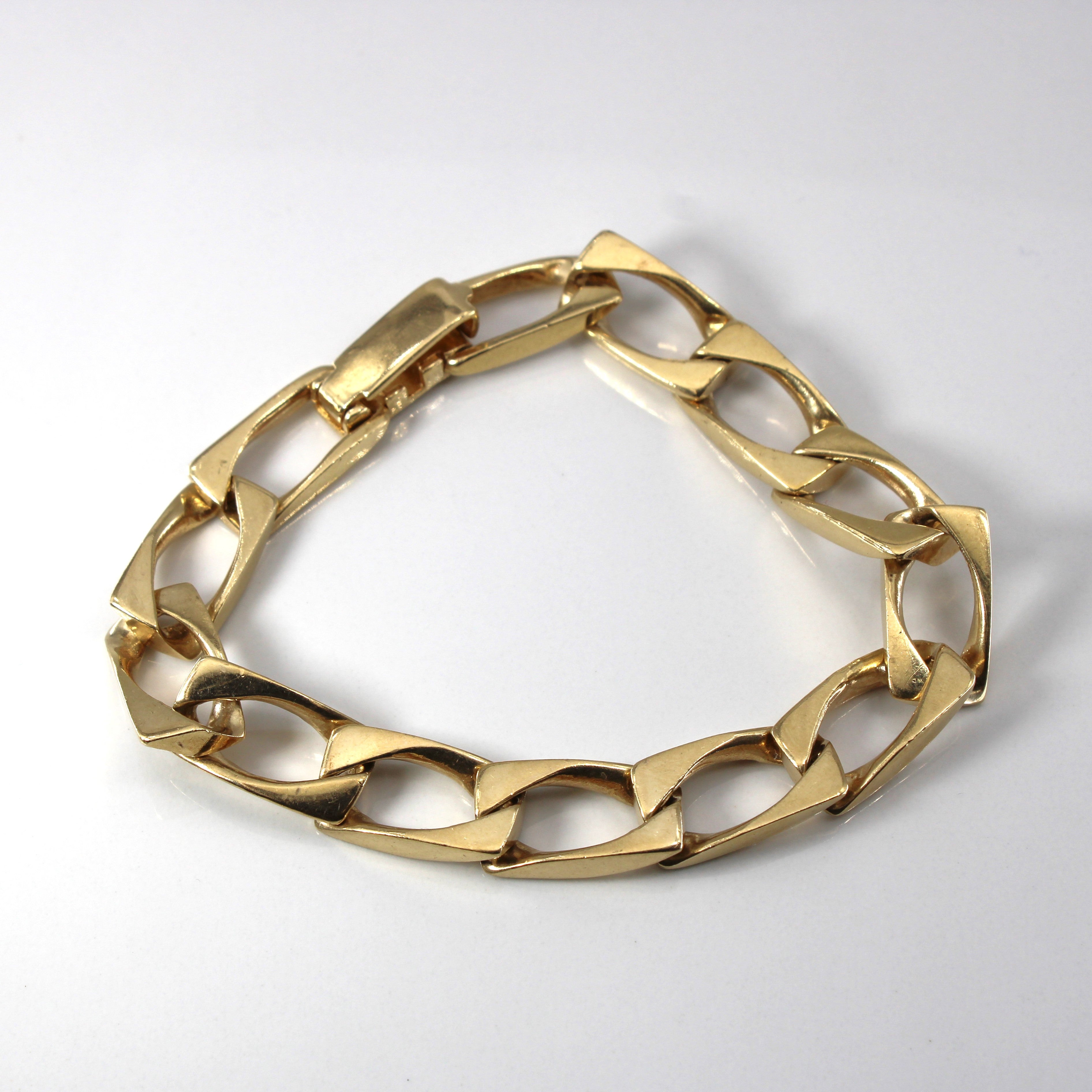 10k Yellow Gold Curb Link Chain Bracelet | 8"|