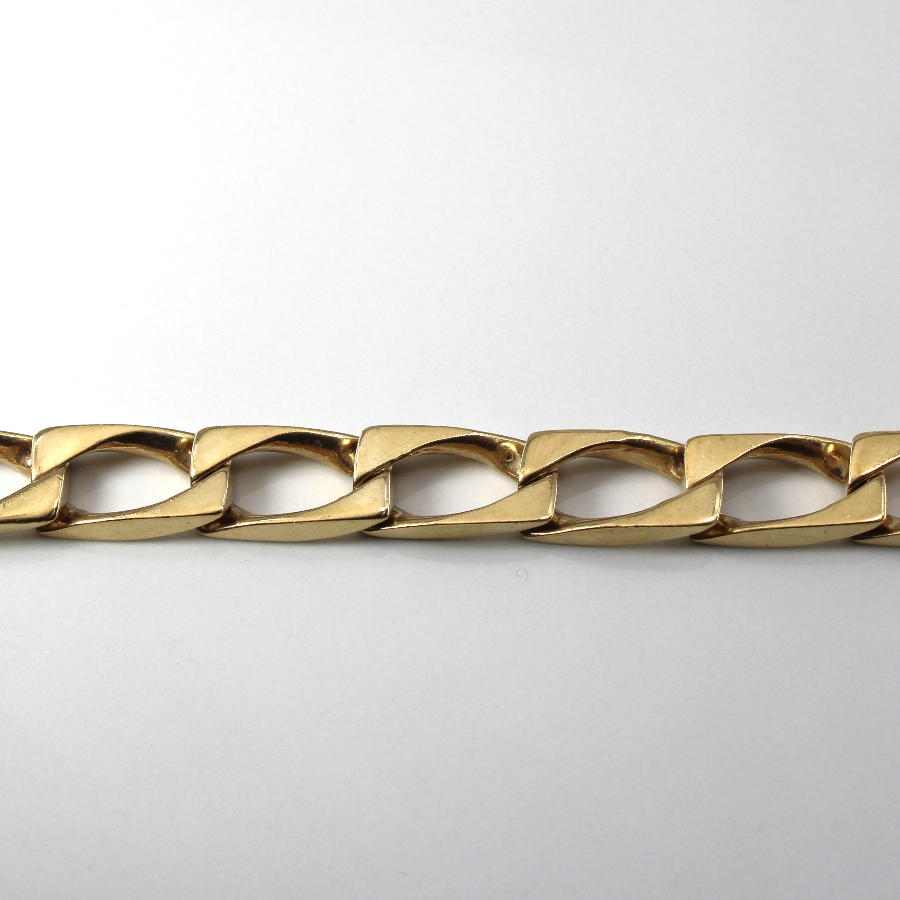 10k Yellow Gold Curb Link Chain Bracelet | 8"|