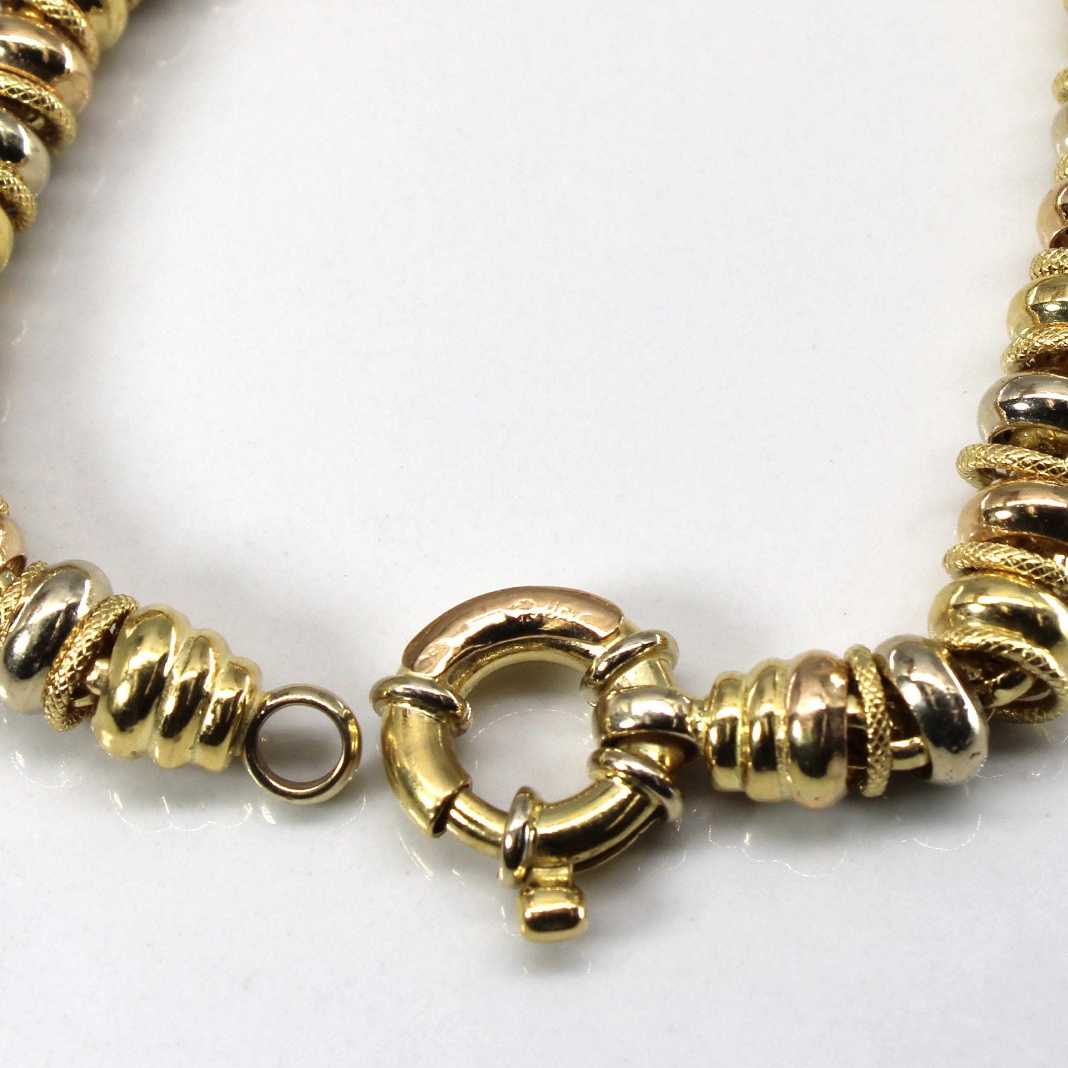 18k Tri Tone Gold Chain Bracelet | 7.5"|