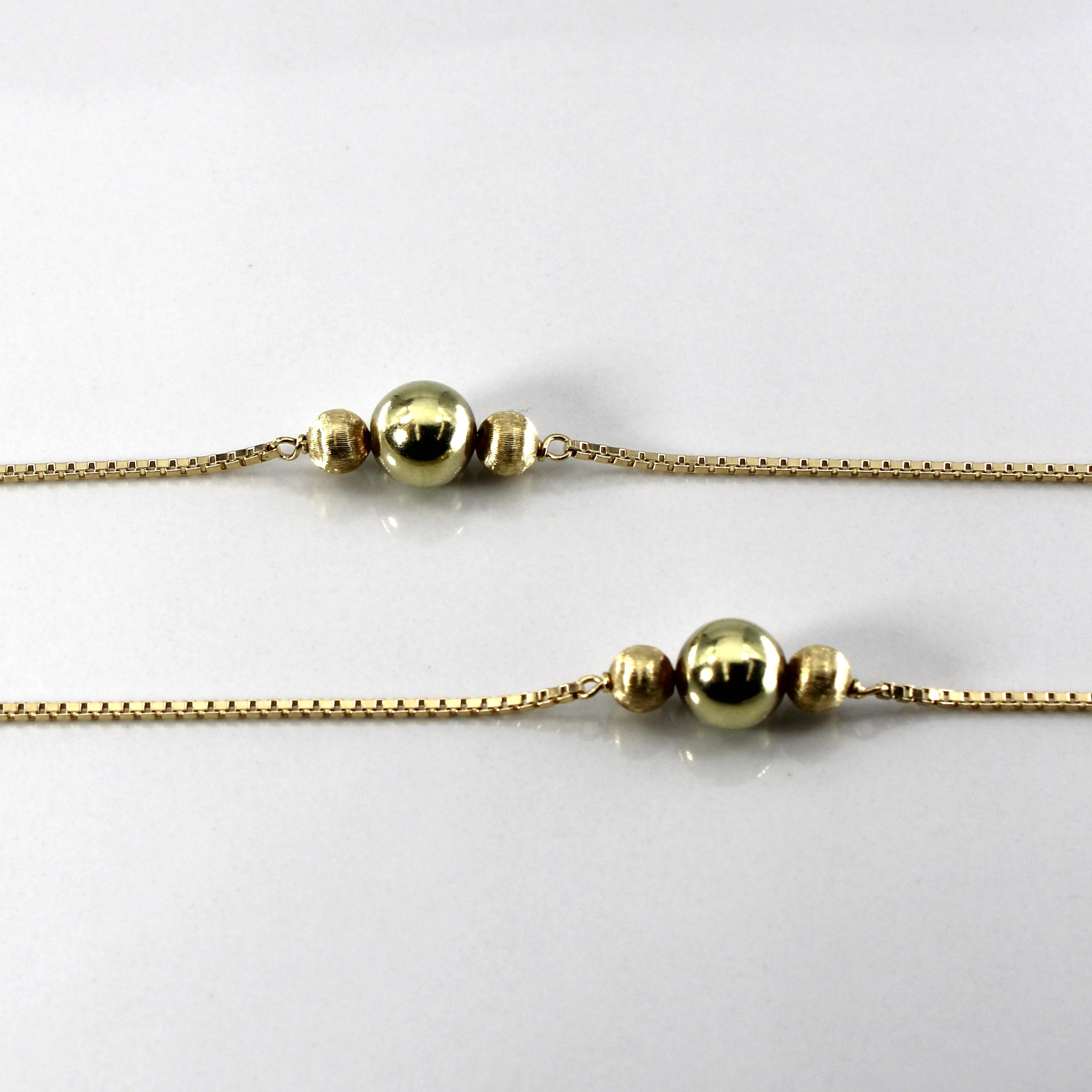 14K Yellow Gold Beaded Box Chain Long Necklace | 30"|