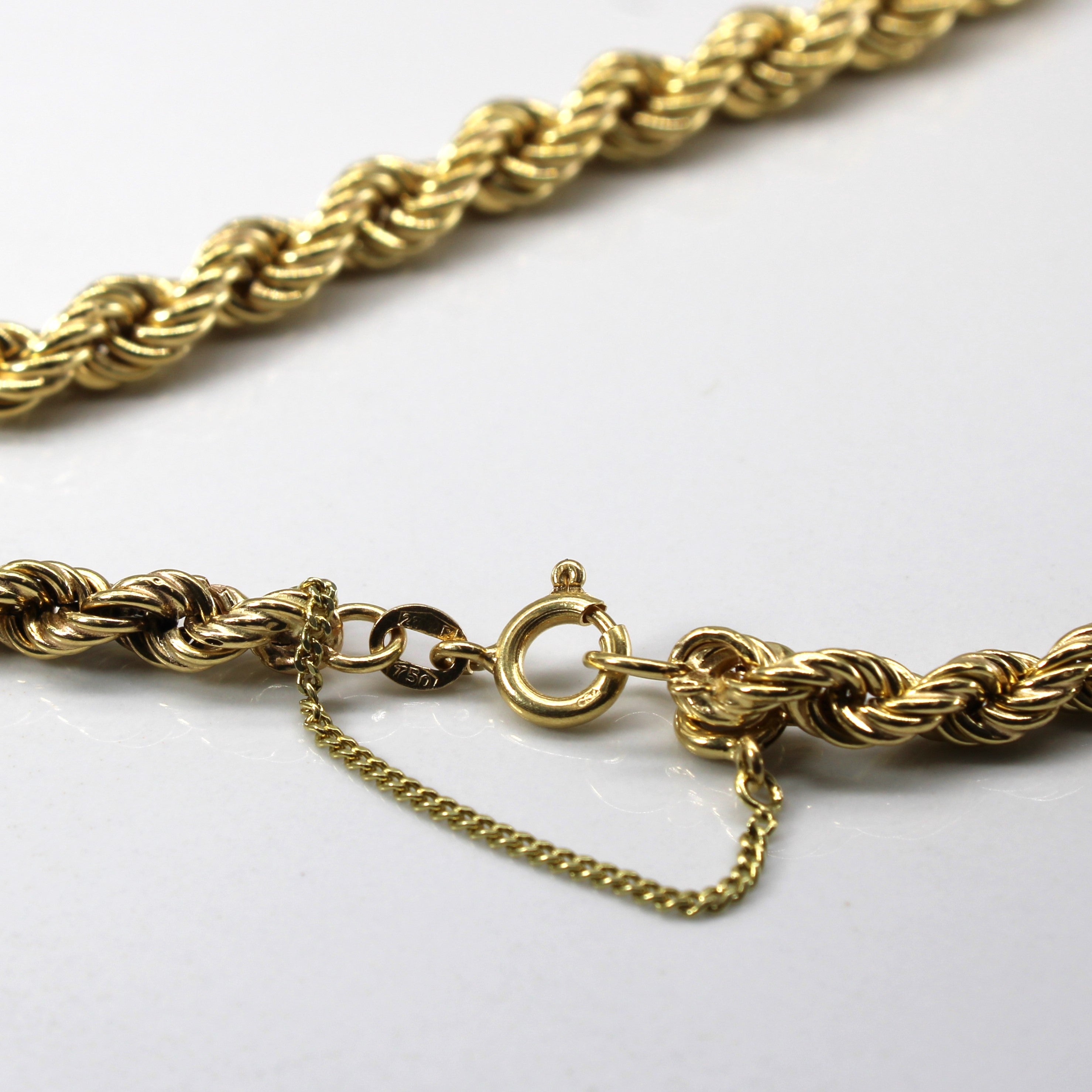 18k Yellow Gold Rope Chain Necklace | 20"|