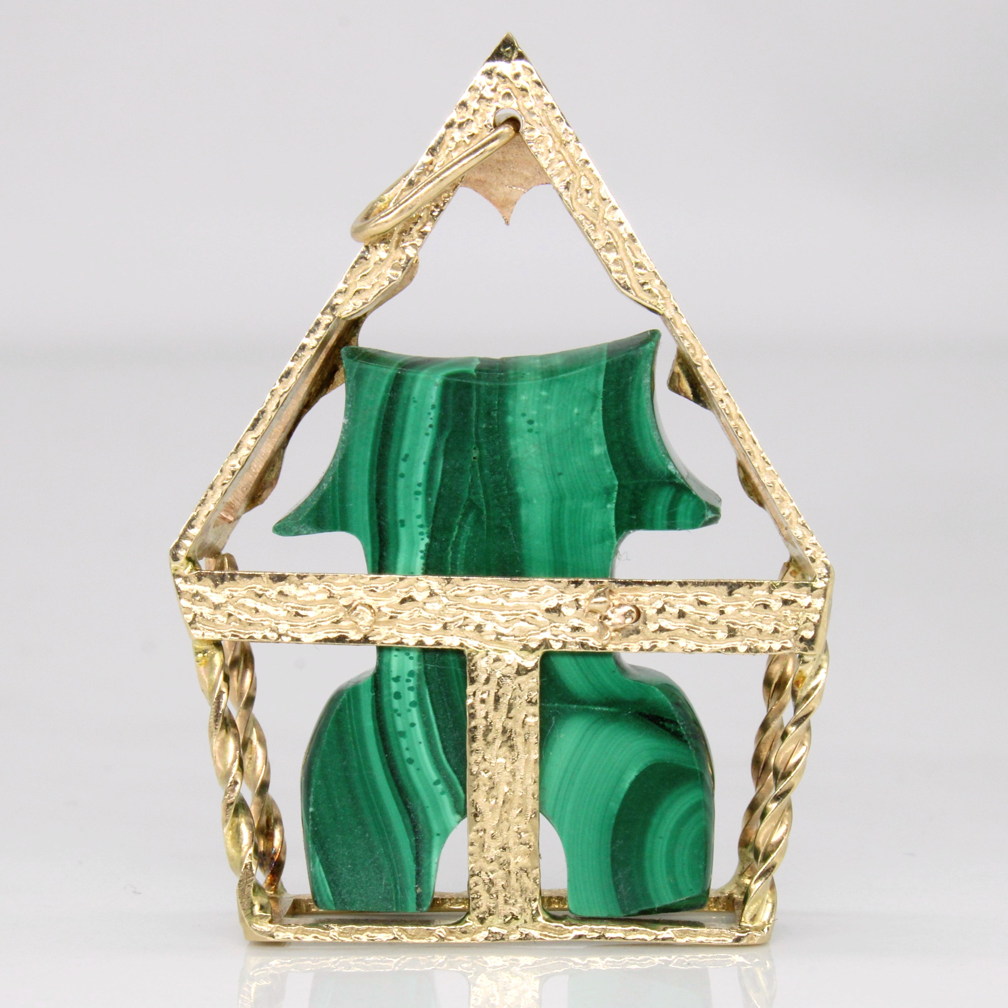 Carved Malachite & Opal Pendant | 28.00ct, 0.22ct |