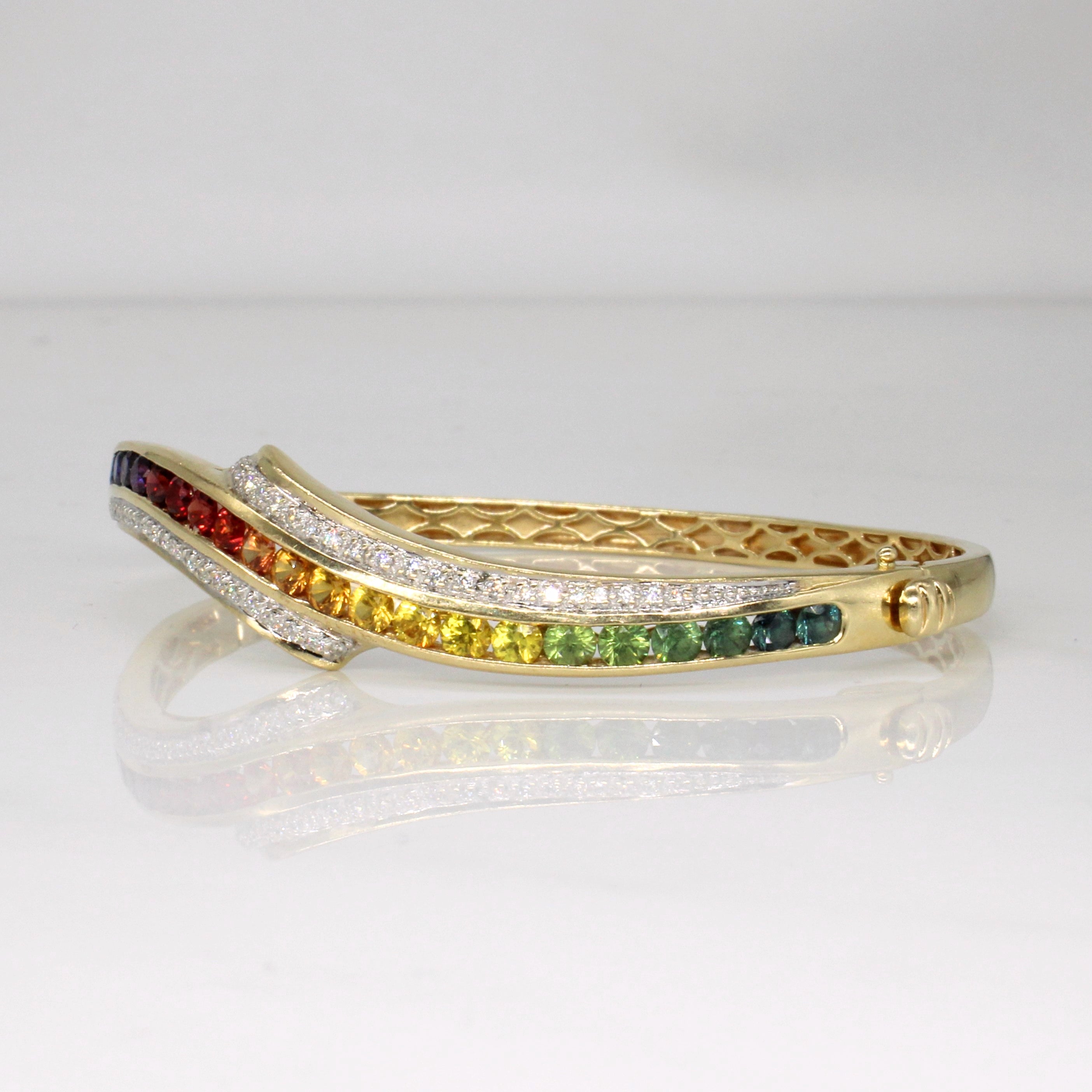 Synthetic Rainbow Sapphire & Diamond Bracelet | 3.00ctw, 0.25ctw | 7" |