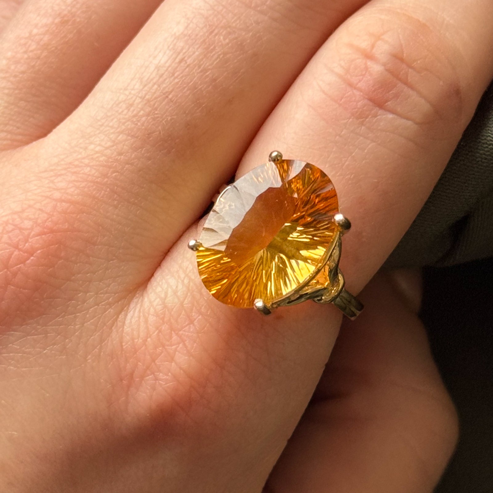 Bague cocktail en citrine | 12,00 ct | Taille 8 |