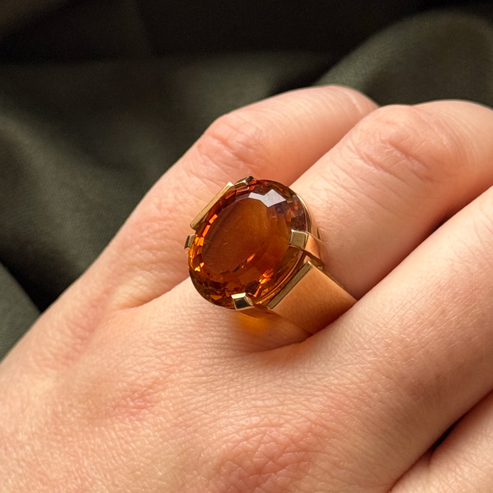 Mandarin Citrine Cocktail Ring | 15.00ct | SZ 6.5 |