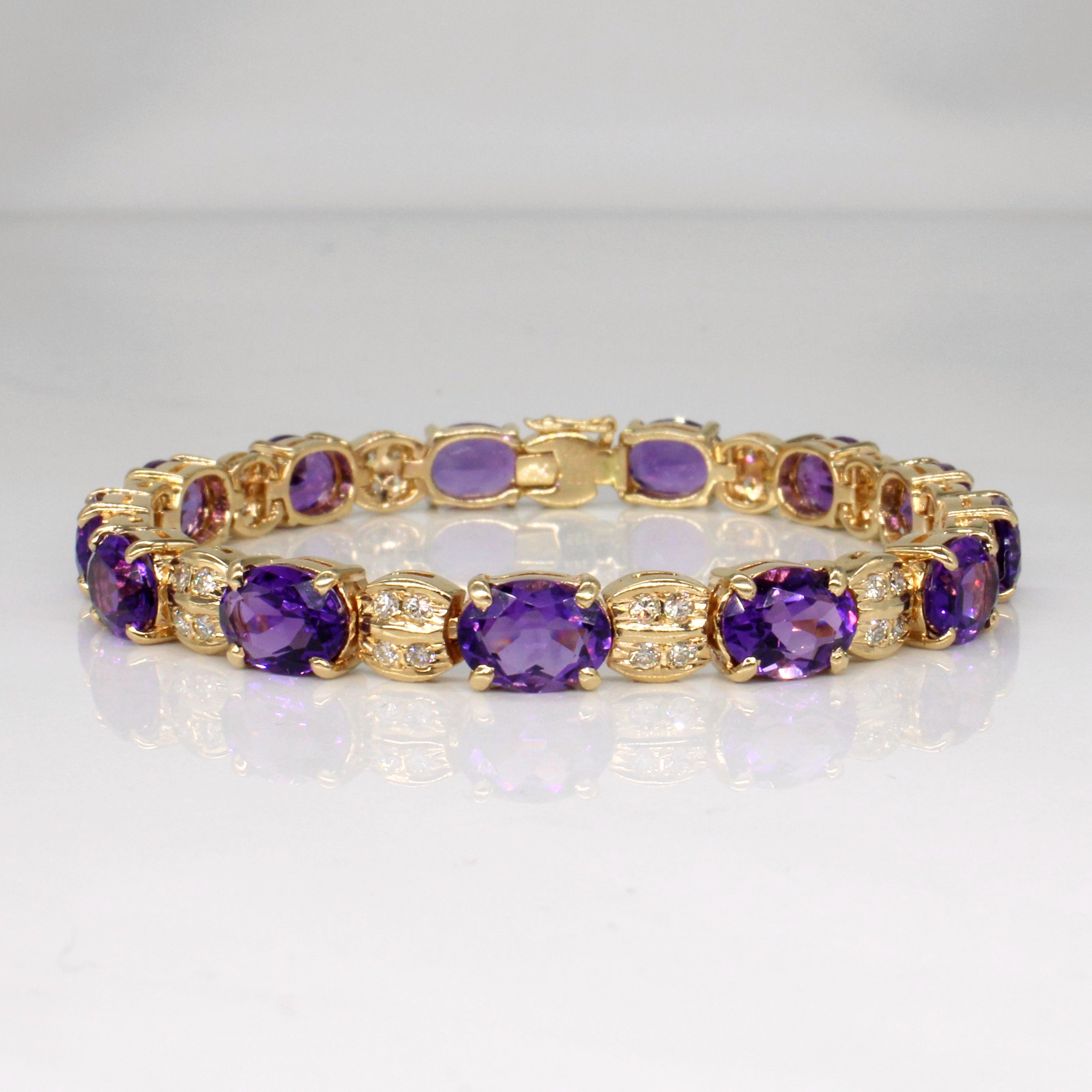 Amethyst & Diamond Bracelet | 13.00ctw, 1.04ctw | 7" |
