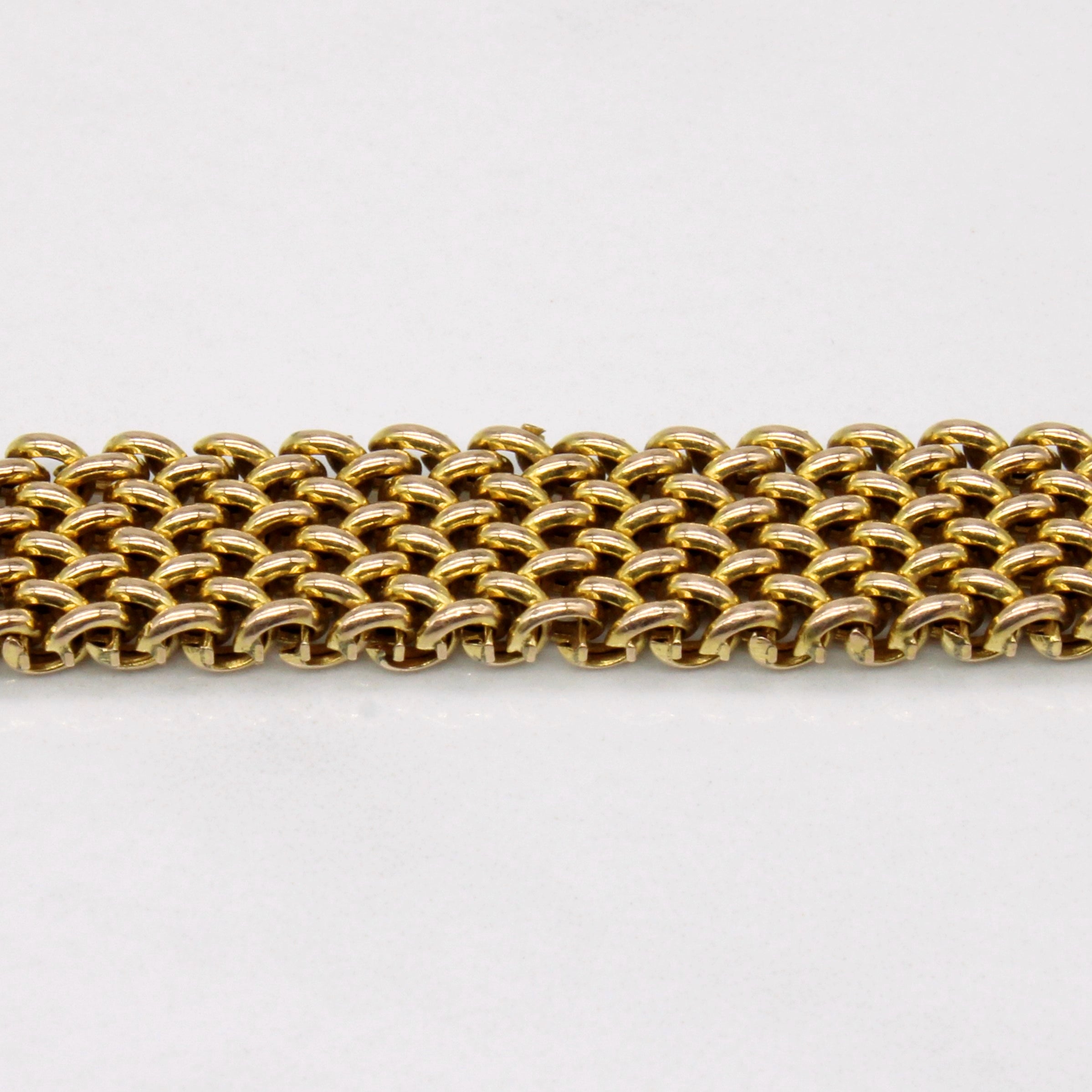 Edwardian 9k Yellow Gold Heart Lock Bracelet | 8" |