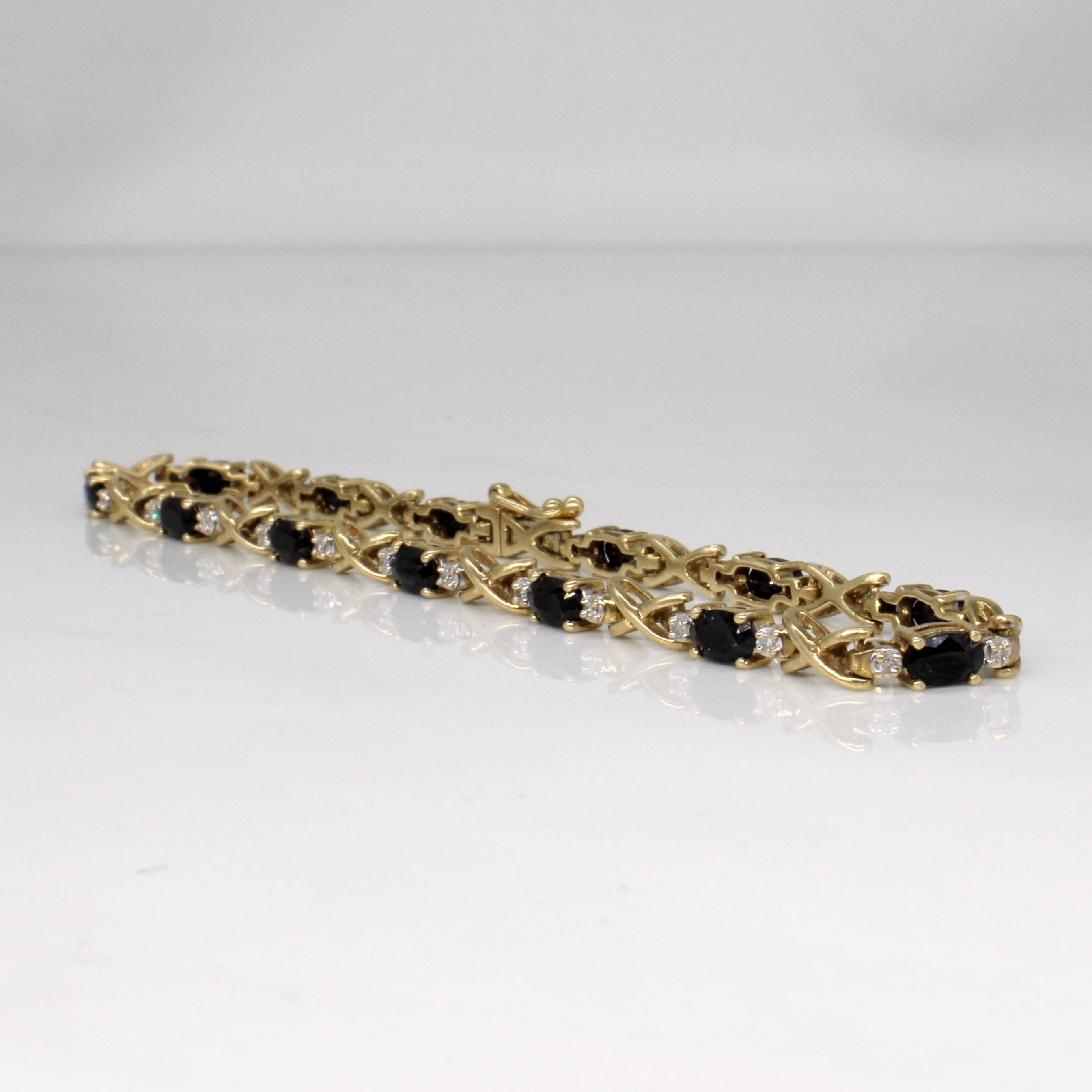 Sapphire & Diamond Tennis Bracelet | 4.55ctw, 0.13ctw | 7.5" |