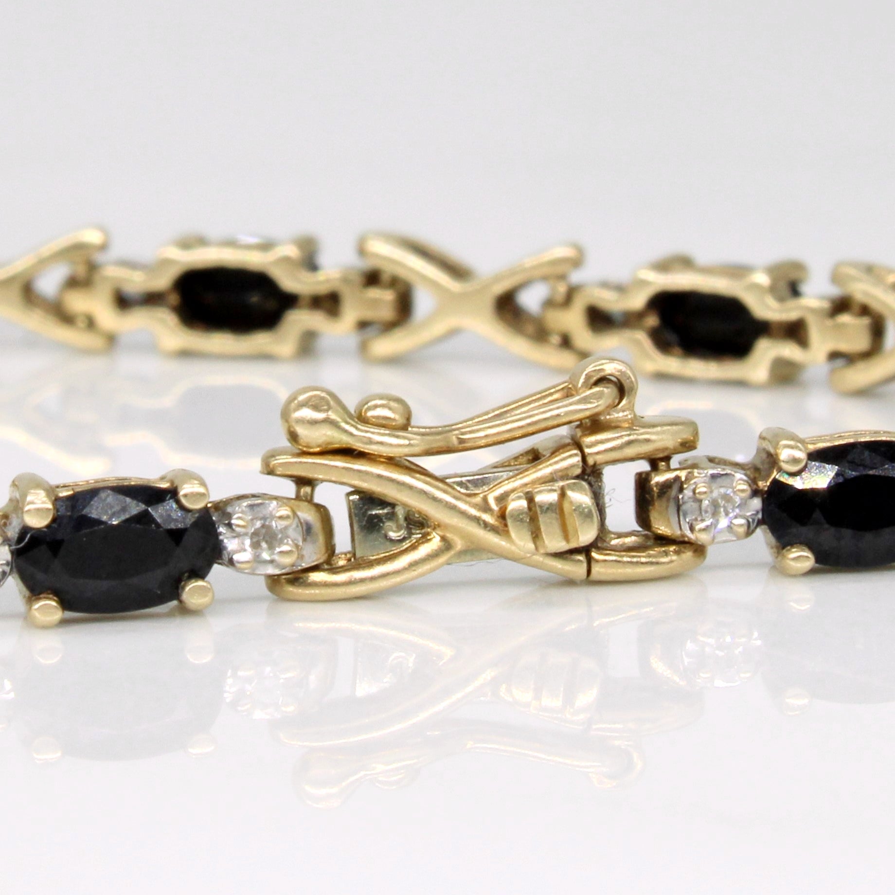 Sapphire & Diamond Tennis Bracelet | 4.55ctw, 0.13ctw | 7.5" |