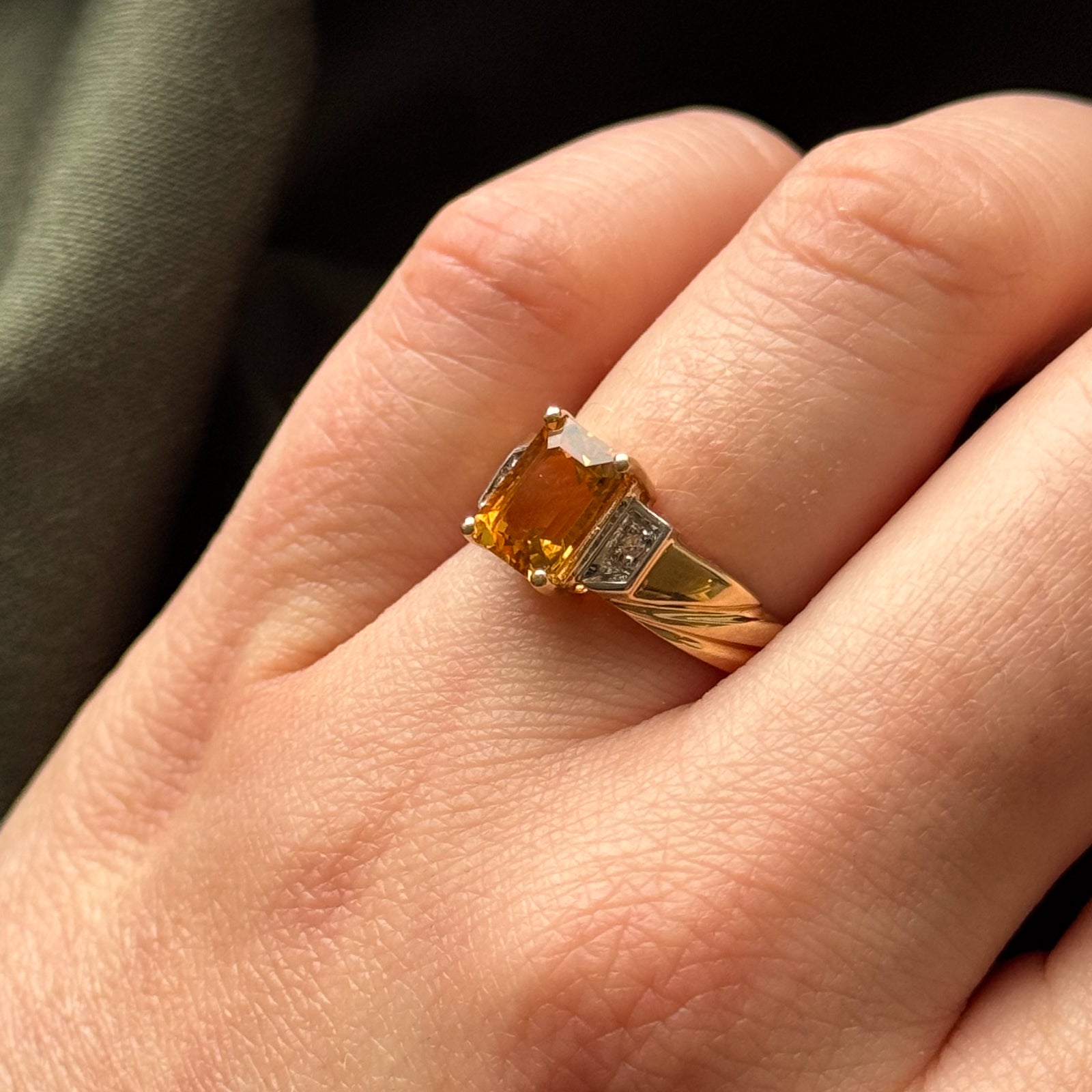 Mandarin Citrine & Diamond Ring | 1.70ct, 0.02ctw | SZ 6 |