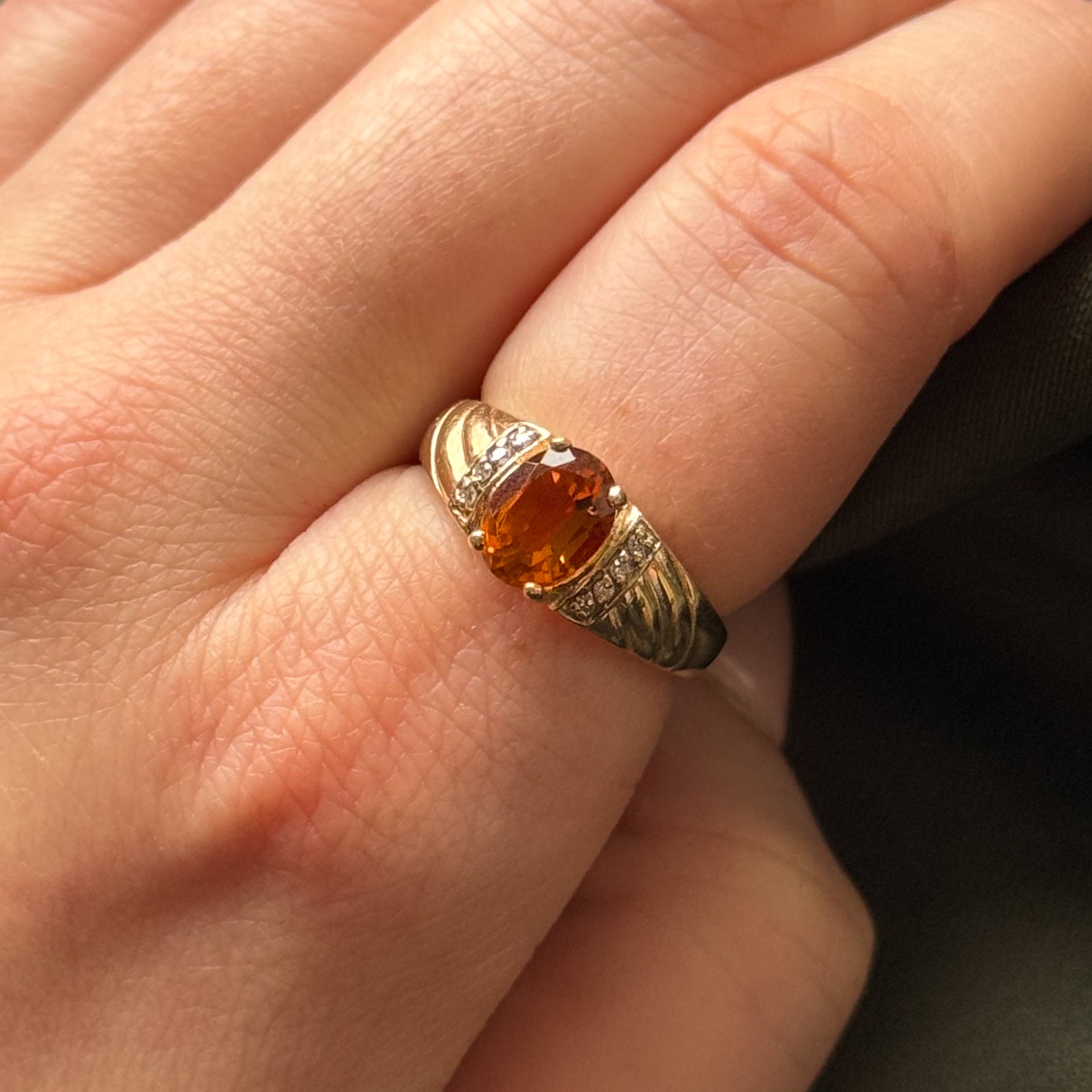 Mandarin Citrine & Diamond Ring | 1.00ct, 0.04ctw | SZ 6.75 |