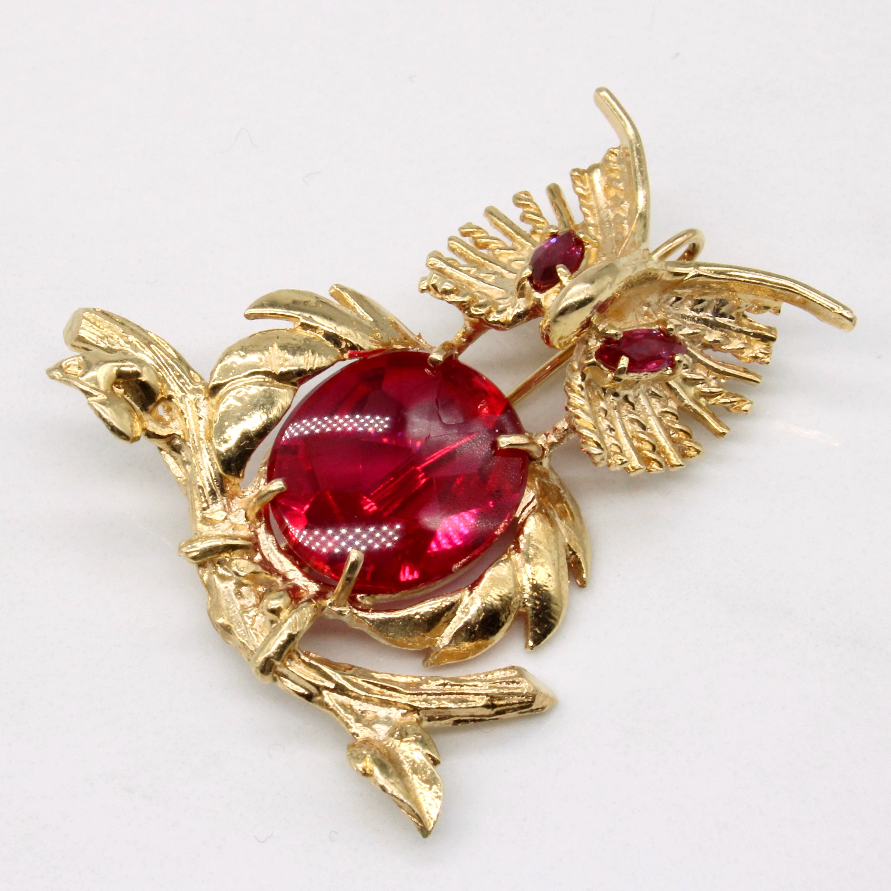 Synthetic Ruby Owl Brooch & Pendant | 10.50ctw |