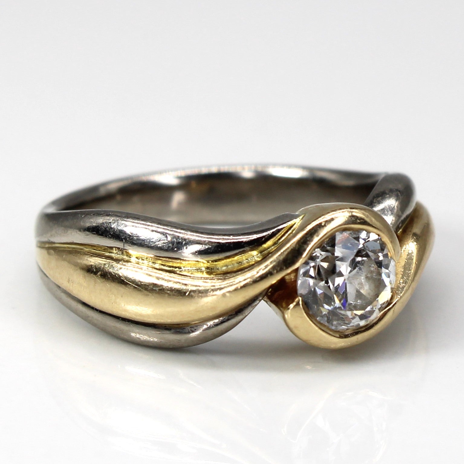 Semi Bezel Bypass Gold Ring | 0.82ct SI12/I1 I/J | SZ 6.5 |