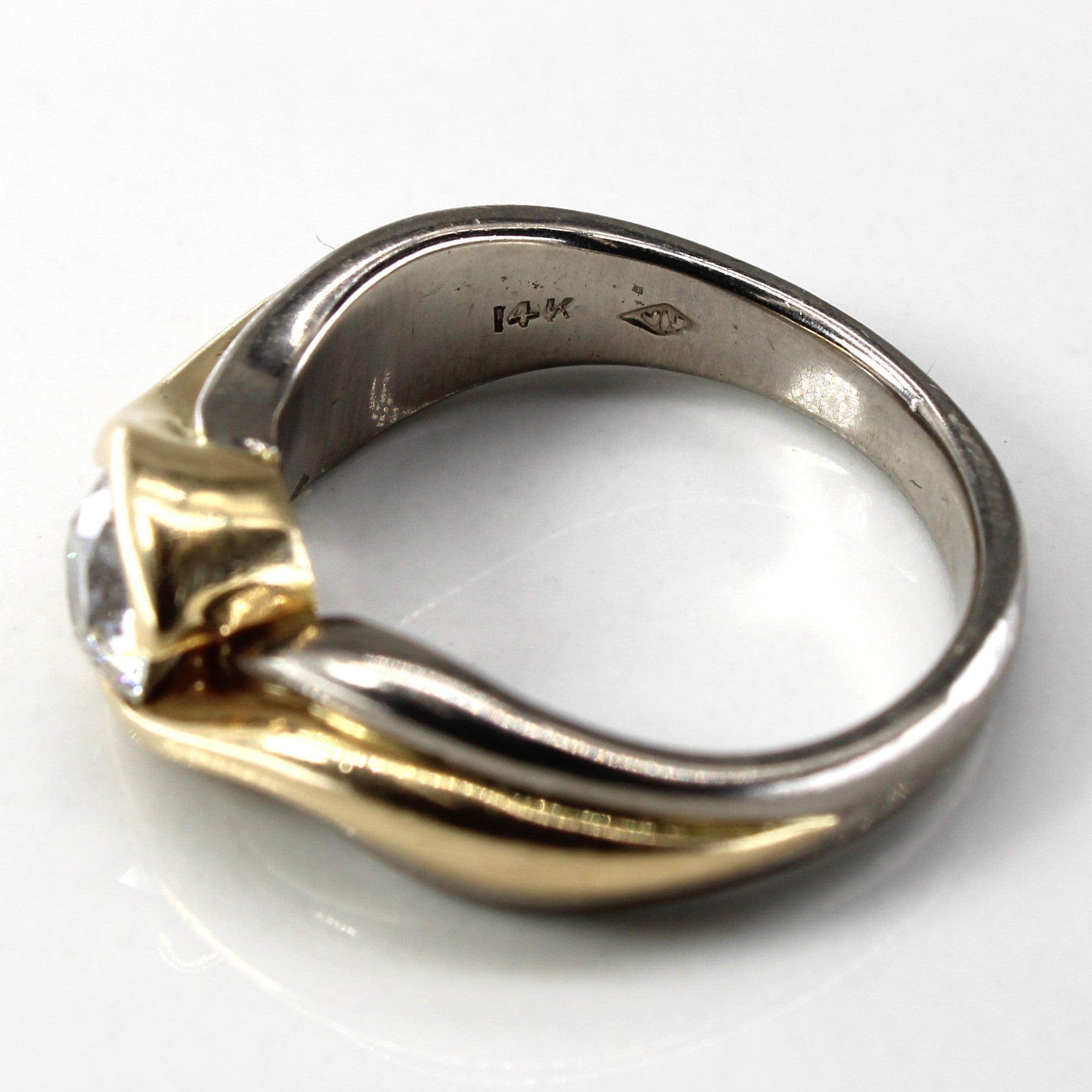 Semi Bezel Bypass Gold Ring | 0.82ct SI12/I1 I/J | SZ 6.5 |