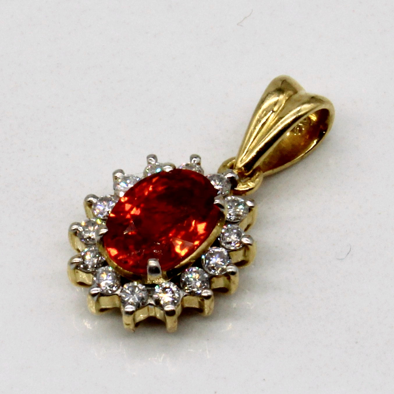 Synthetic Orange Sapphire & Diamond Pendant | 1.08ct, 0.21ctw |
