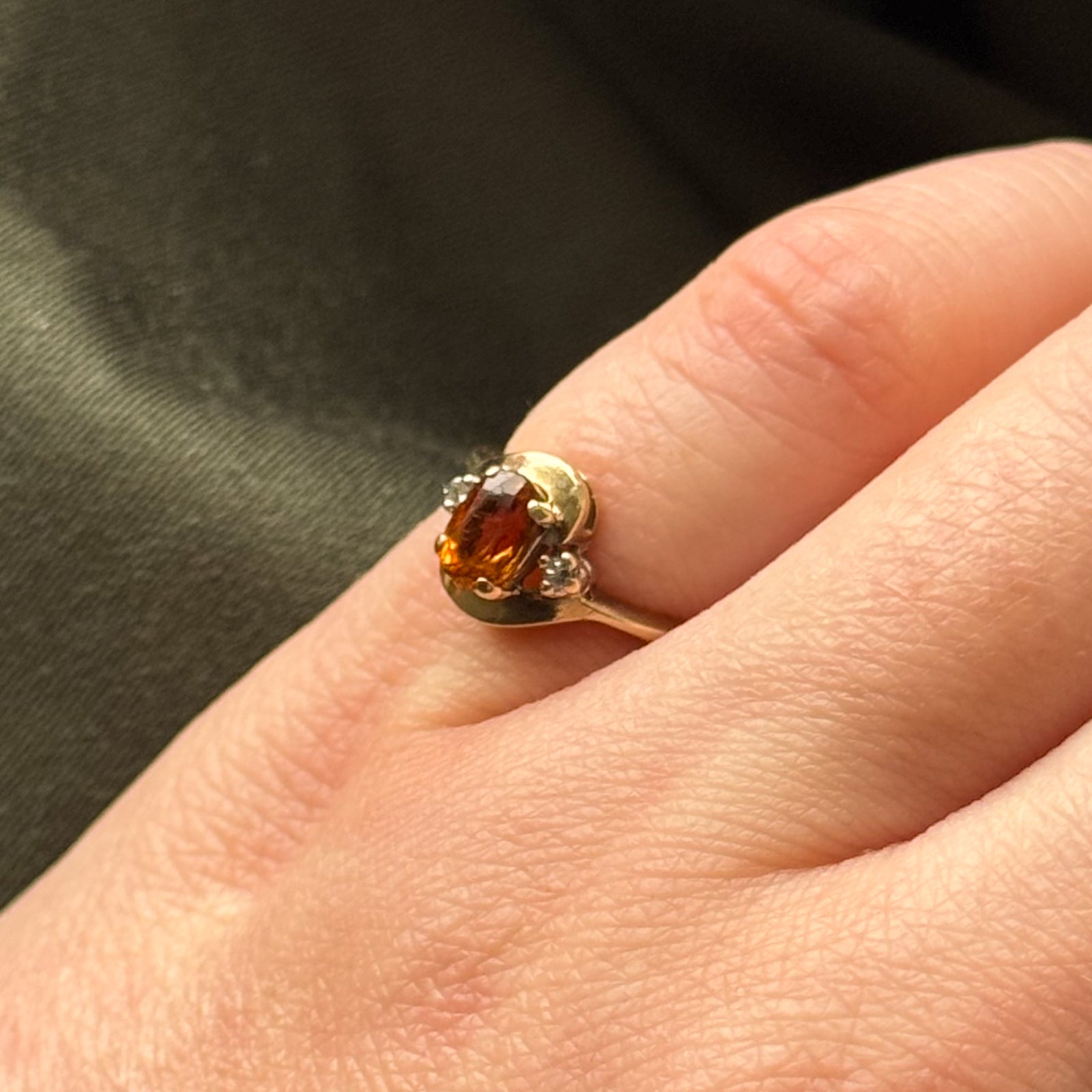Mandarin Citrine & Diamond Ring | 0.37ct, 0.02ctw | SZ 3 |