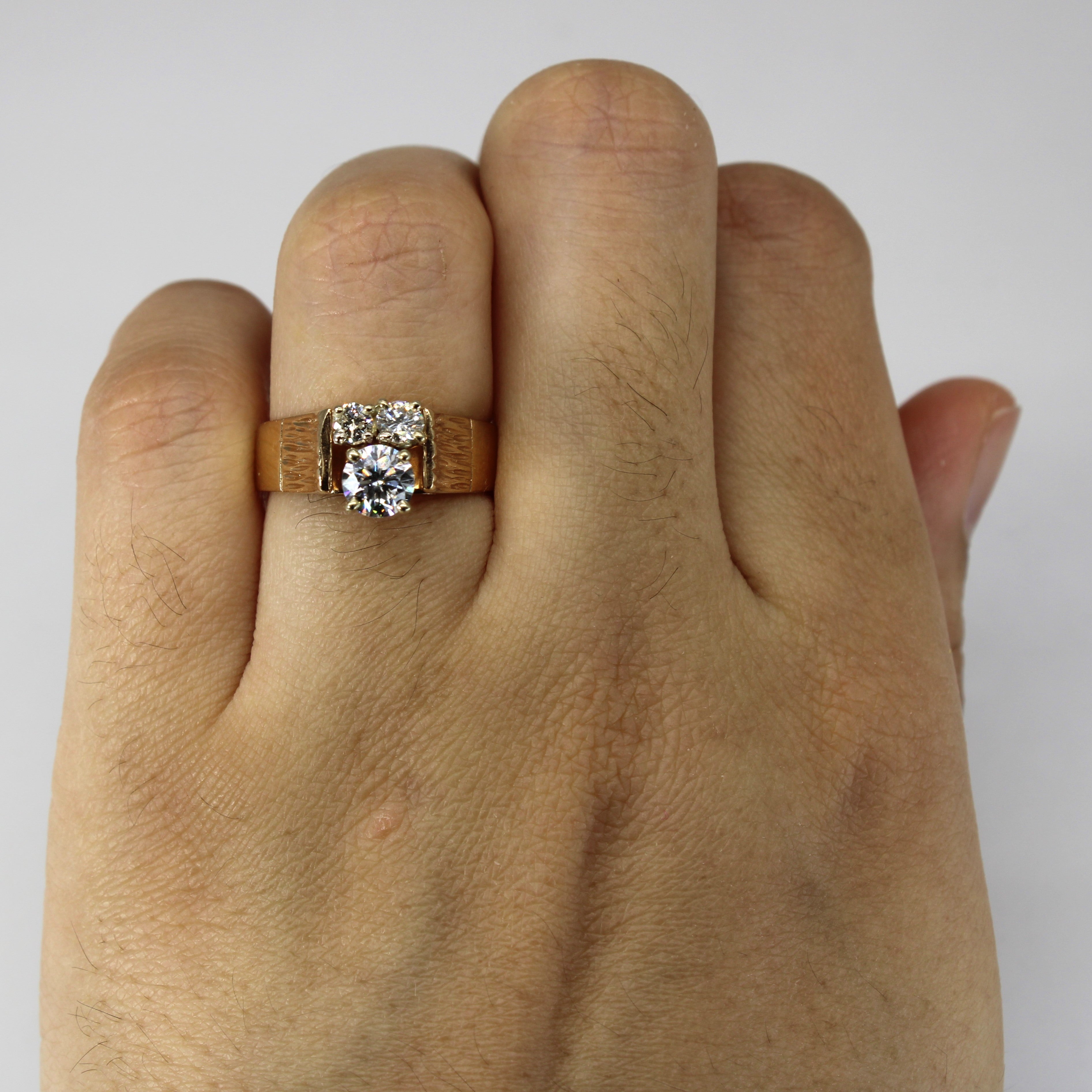 High Set Three Stone Diamond Ring | 0.83ctw SI1/SI2 H/I | SZ 5.5 |
