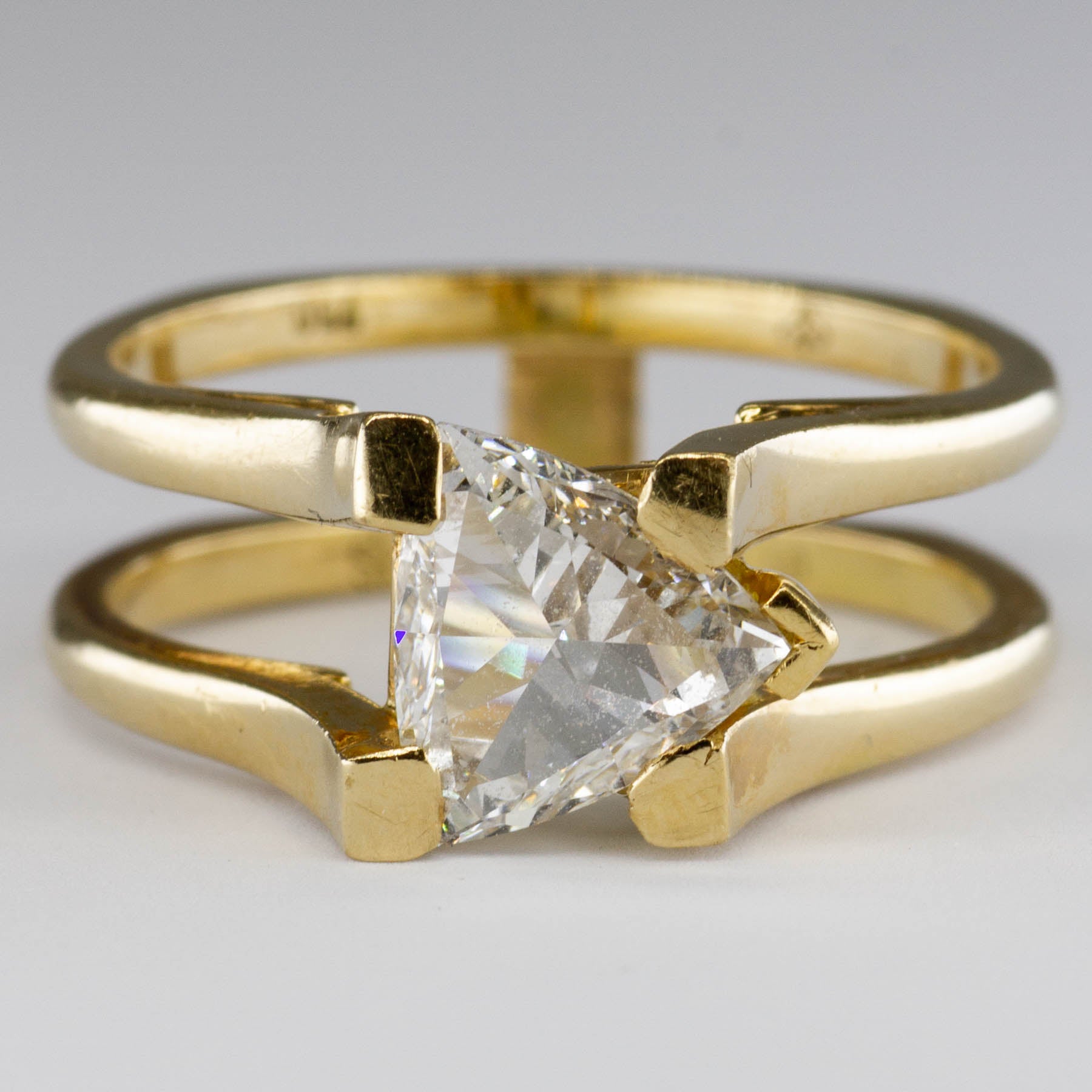 18k Yellow Gold Trillion Diamond Ring | 1.21 ct VS1 G | SZ 9