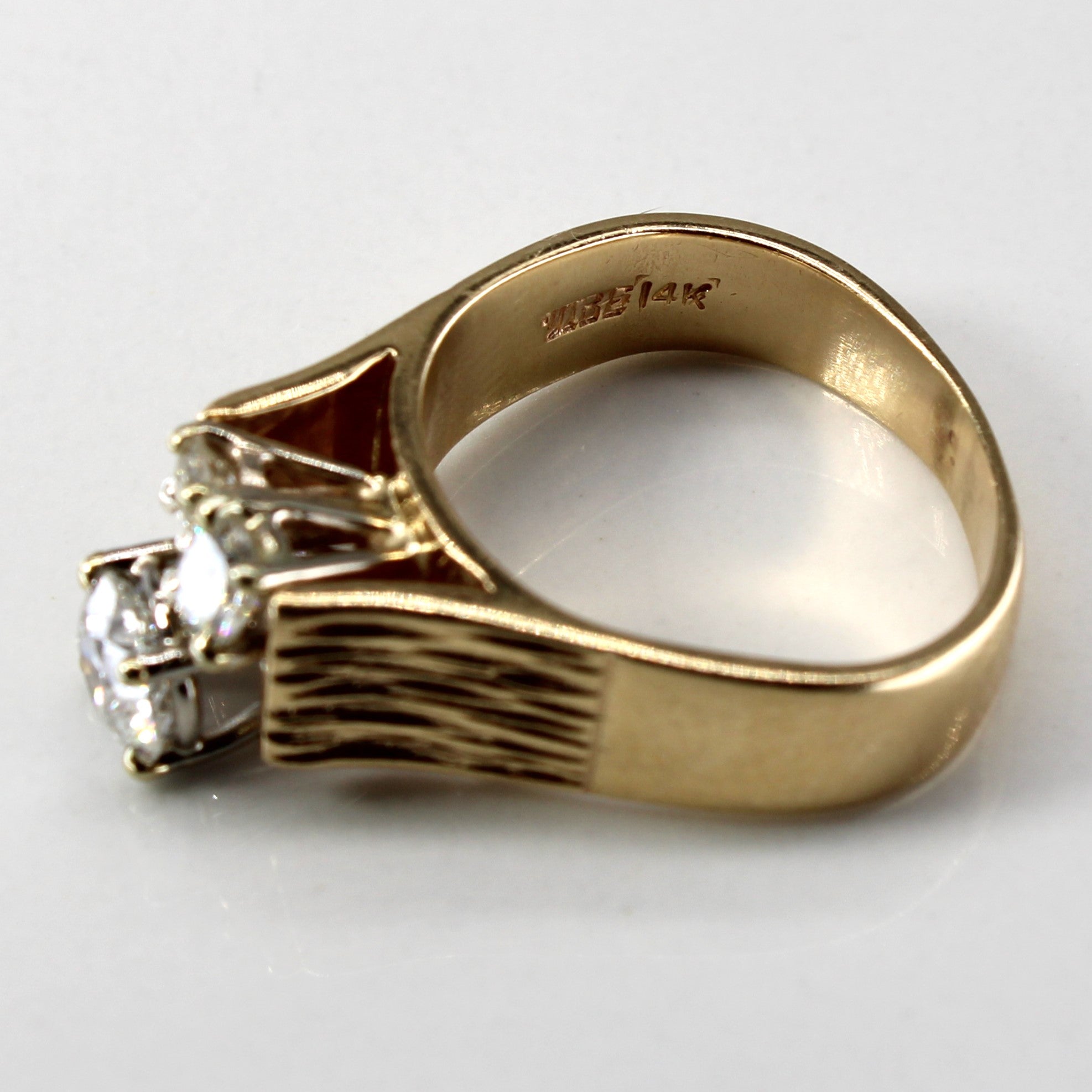 High Set Three Stone Diamond Ring | 0.83ctw SI1/SI2 H/I | SZ 5.5 |