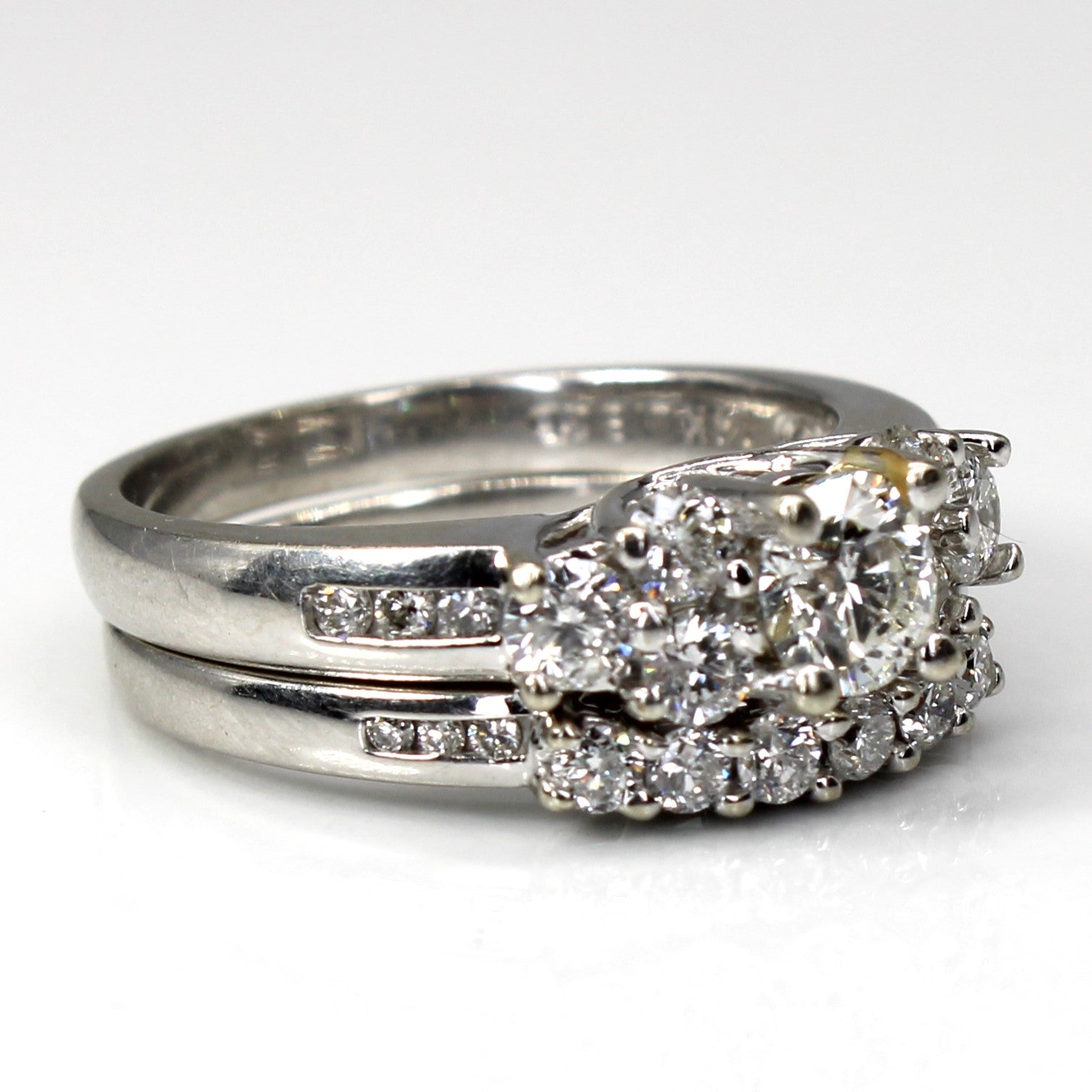 Cluster Diamond Engagement Ring Set | 1.35ctw I1 G/H | SZ 7.5 |