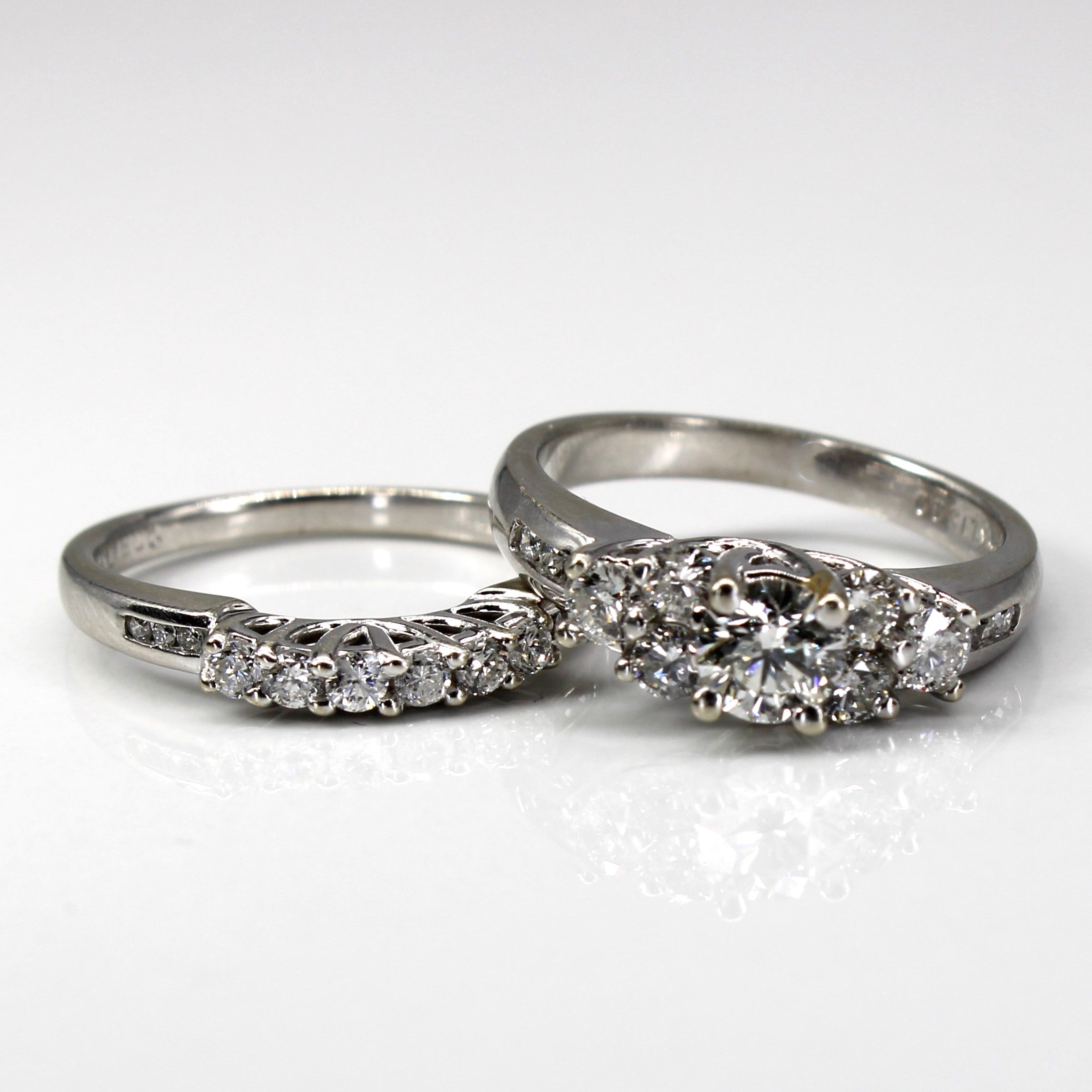 Cluster Diamond Engagement Ring Set | 1.35ctw I1 G/H | SZ 7.5 |