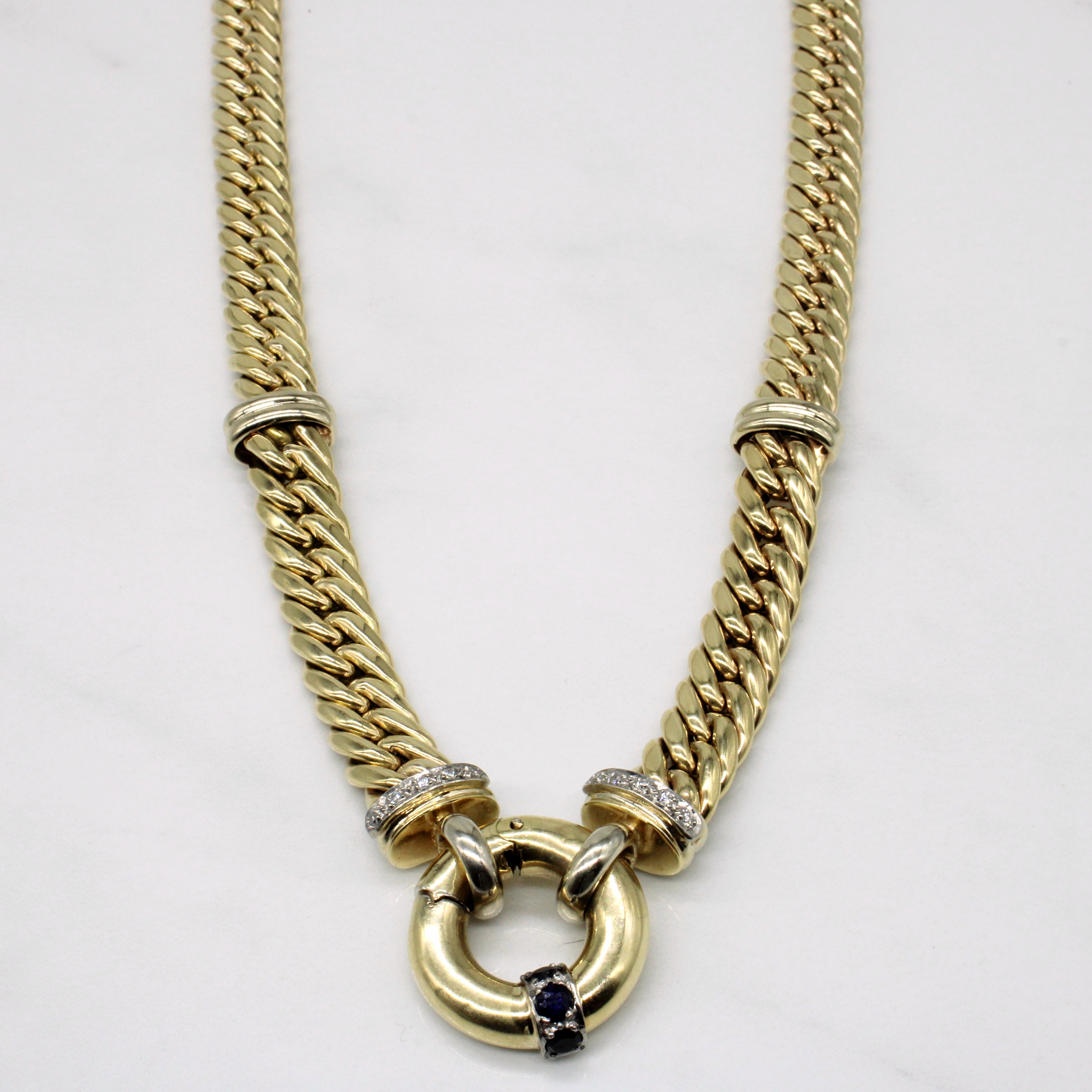 Collier avec fermoir saphir et diamants | 0,50 ct, 0,10 ct | 45,7 cm |