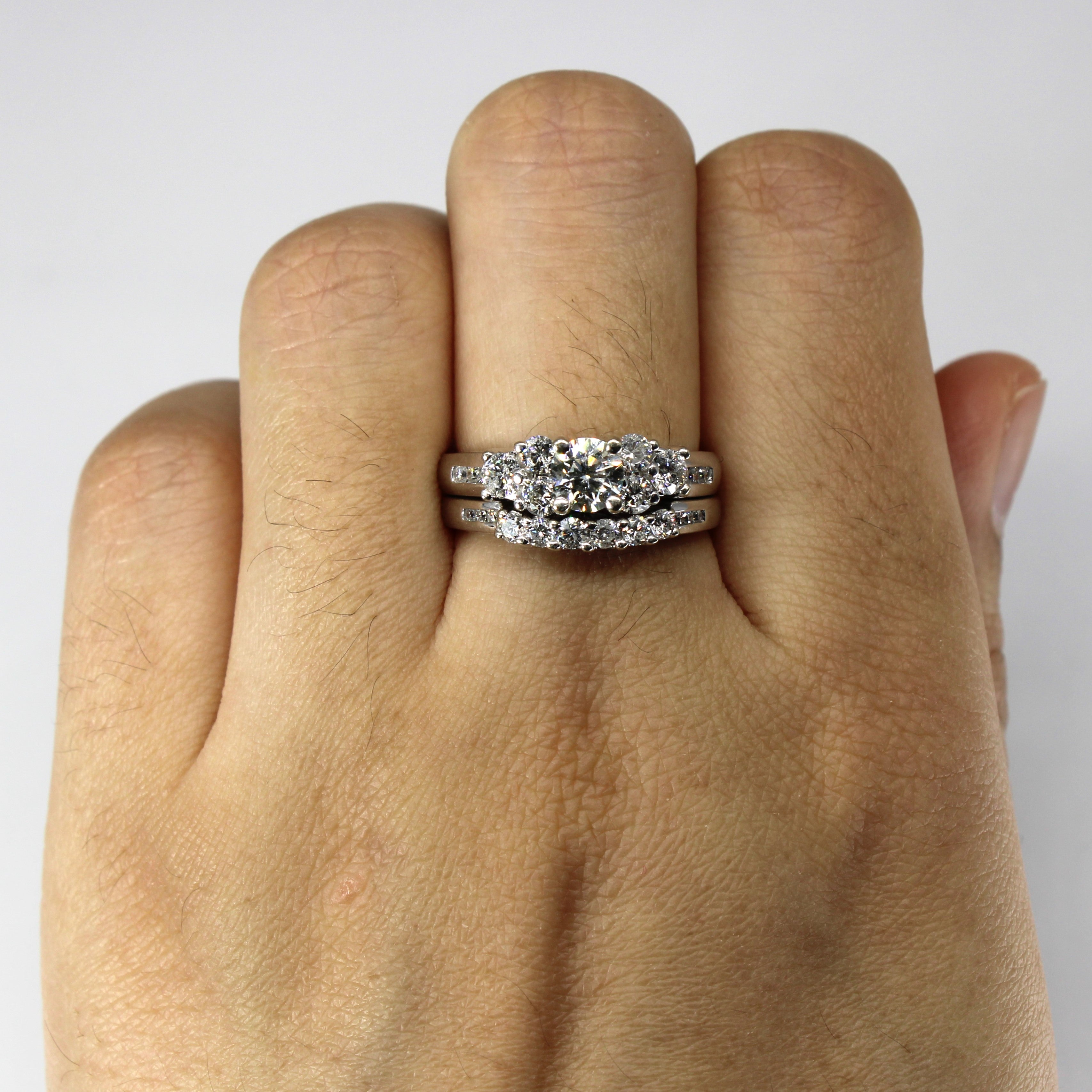 Cluster Diamond Engagement Ring Set | 1.35ctw I1 G/H | SZ 7.5 |