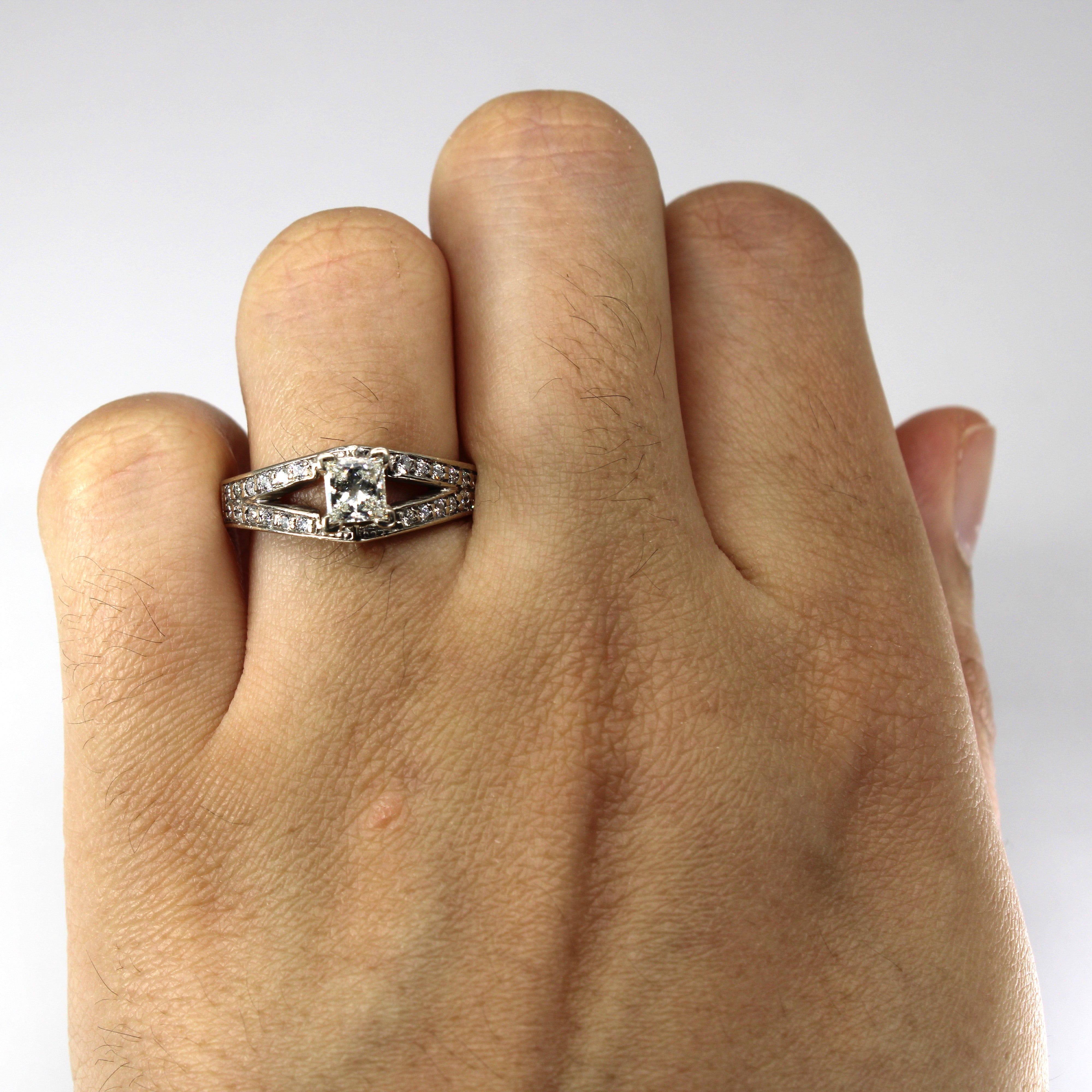 Split Shank Princess Diamond Engagement Ring | 0.89ctw VS1/VS2 G/H | SZ 6.5 |