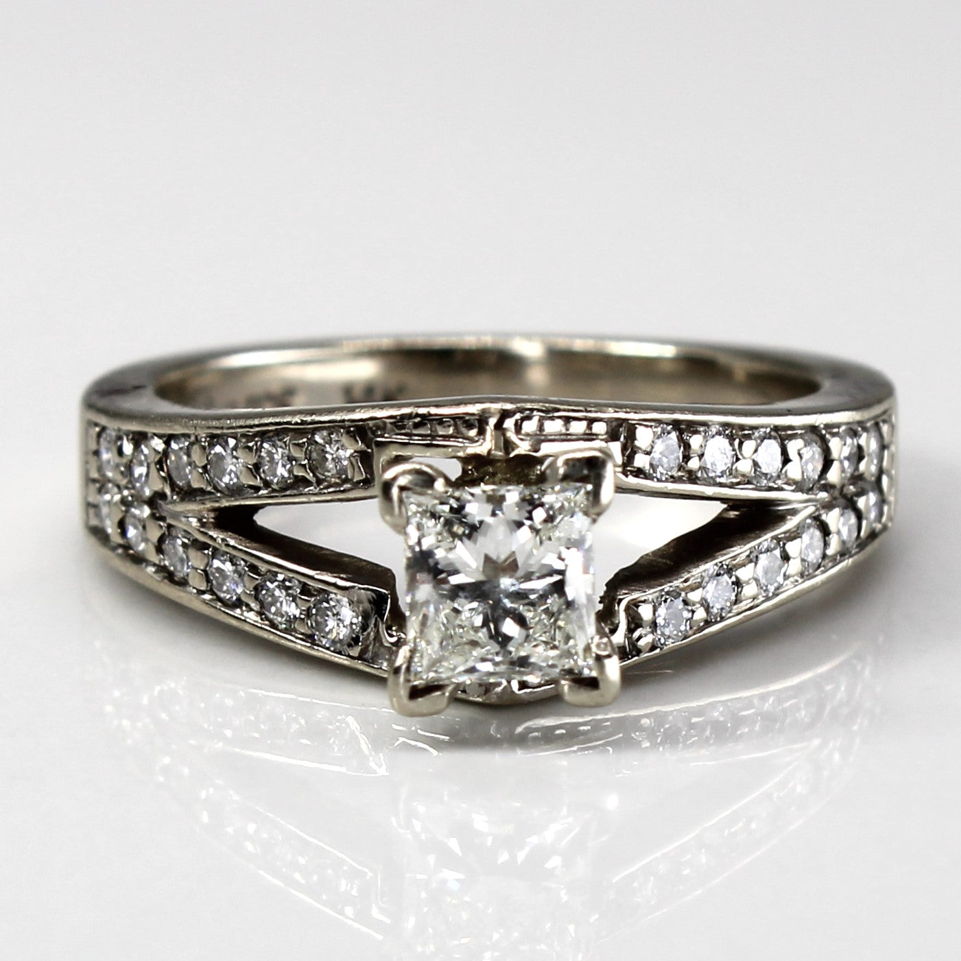 Split Shank Princess Diamond Engagement Ring | 0.89ctw VS1/VS2 G/H | SZ 6.5 |