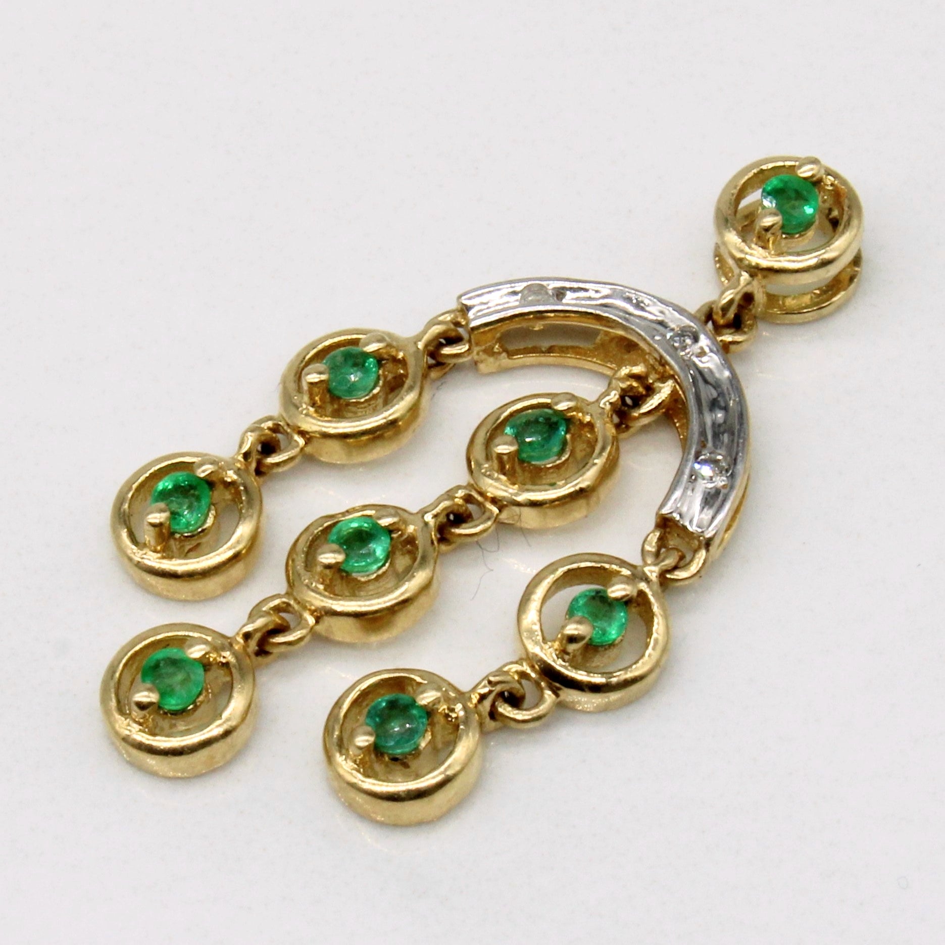 Emerald & Diamond Drop Pendant | 0.14ctw, 0.02ctw |