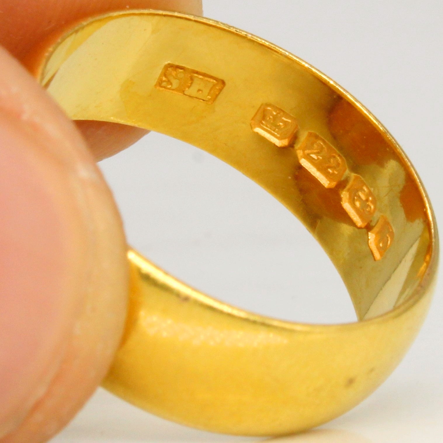 Edwardian 1901 Birmingham 22k Yellow Gold Wedding Band | SZ 6.5 |
