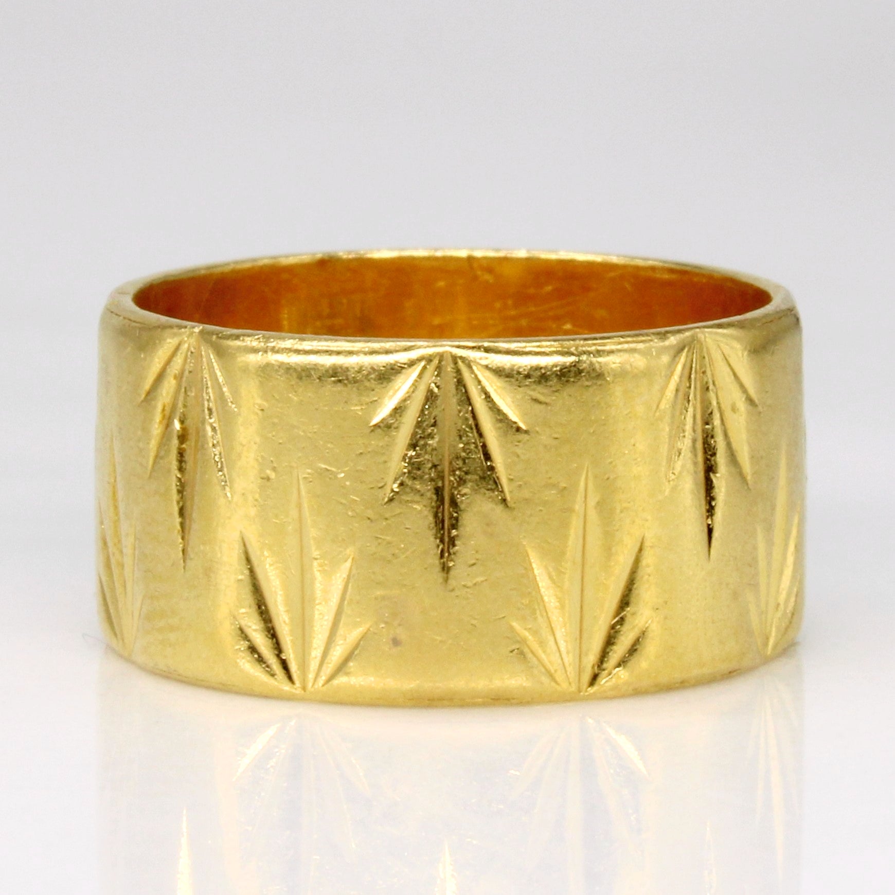 Bague vintage en or massif 22 carats, large et texturée, avec poinçons anglais | Taille 5,5 |