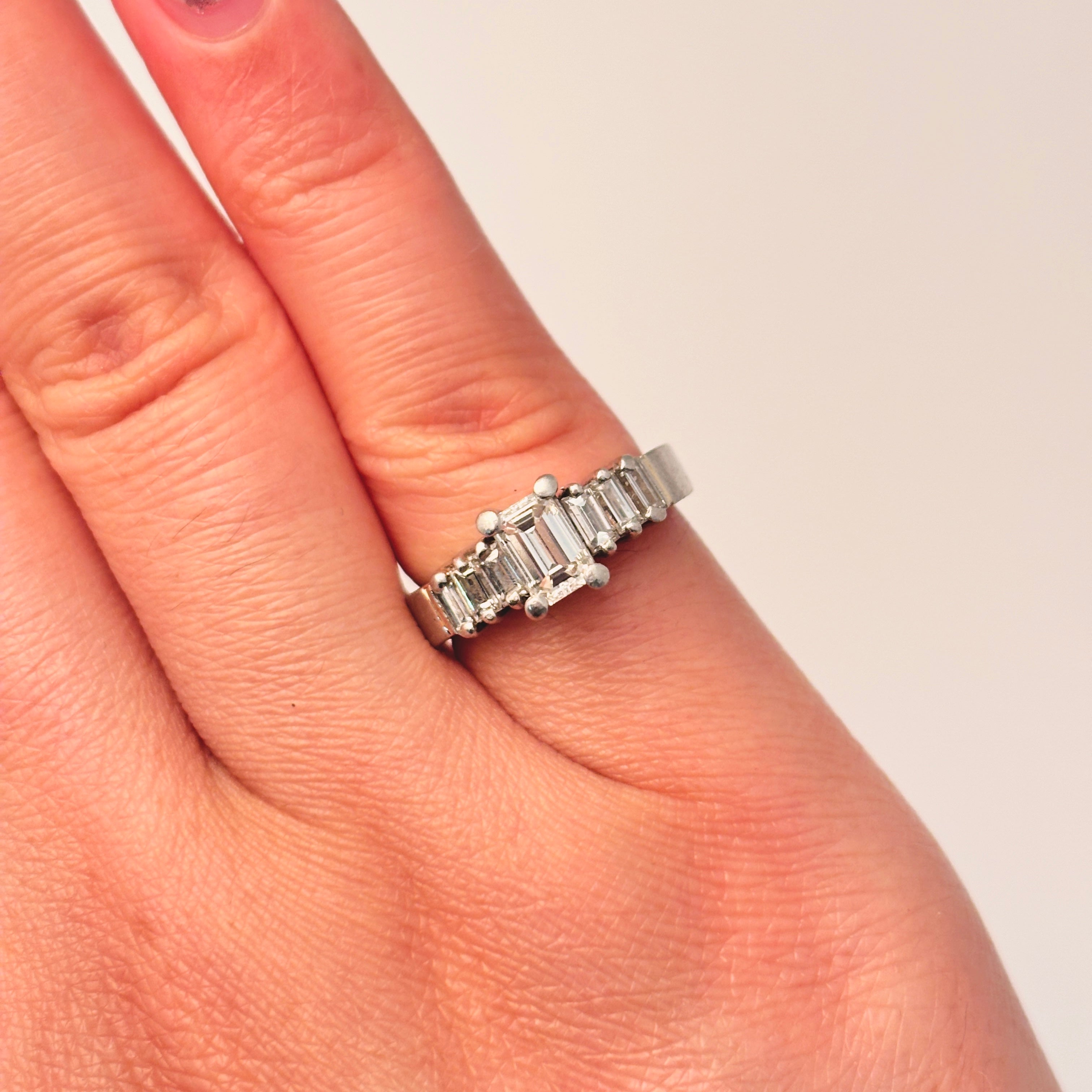 Platinum Emerald Cut Diamond Ring | 1.18ctw VS2 G | SZ 4.25