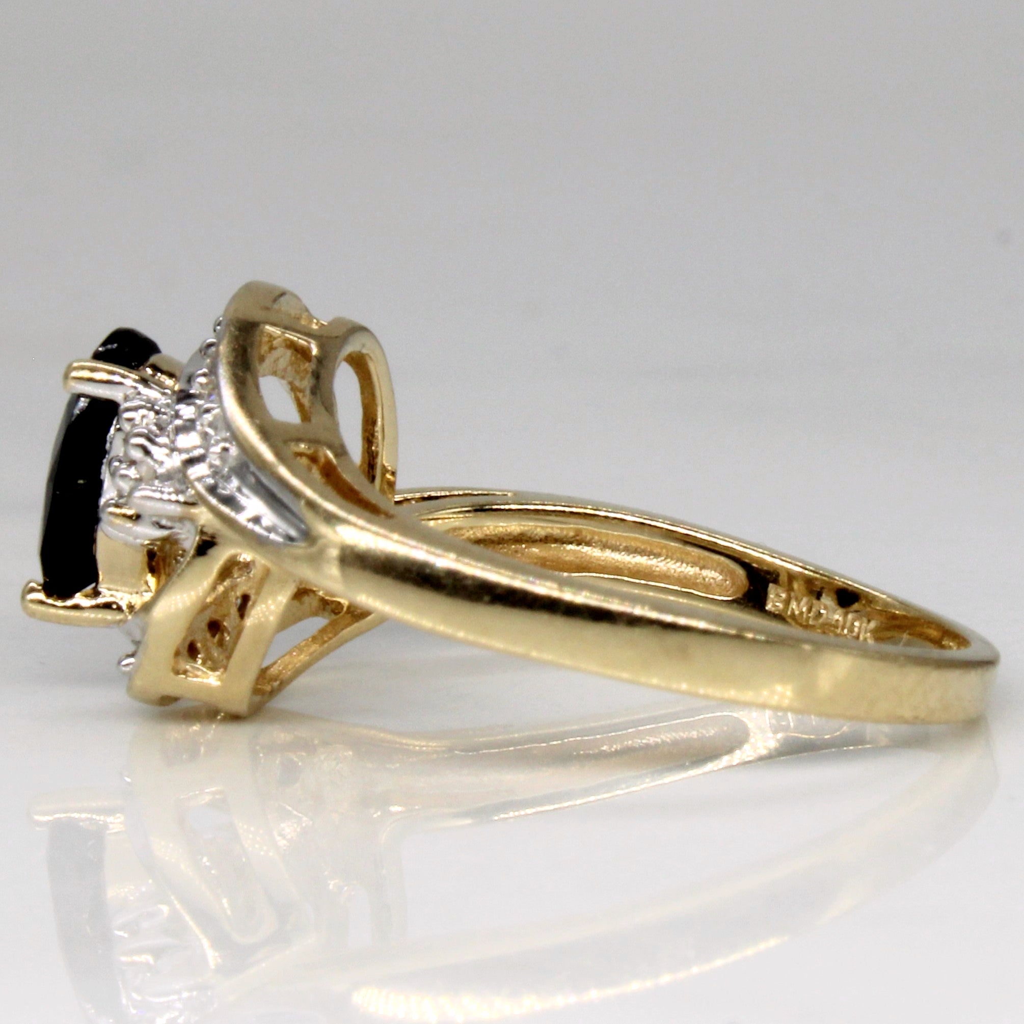 Sapphire & Diamond Bypass 10k Ring | 0.85ct, 0.08ctw | SZ 7.25 |