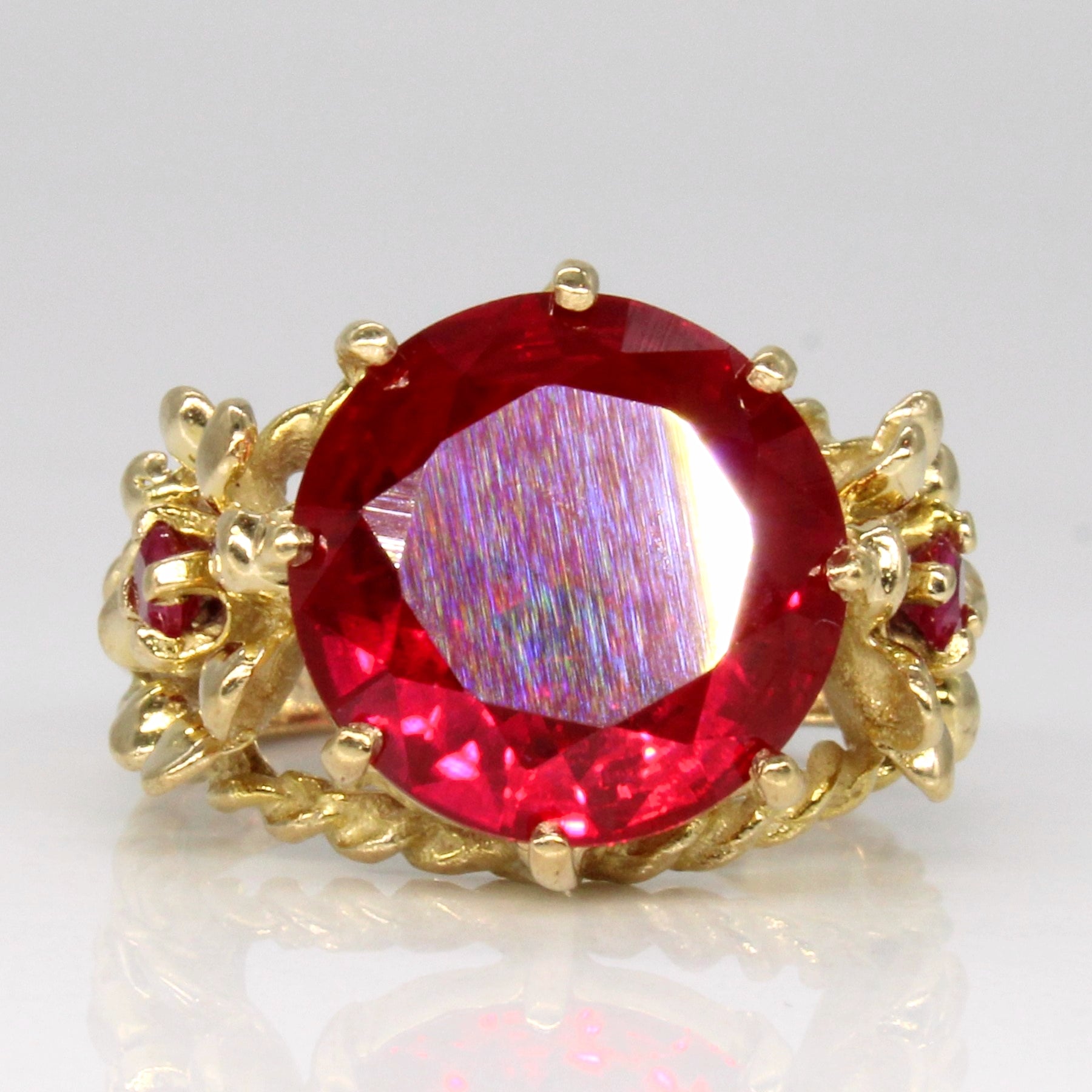 Synthetic Ruby Cocktail Ring | 5.00ctw | SZ 5.75 |
