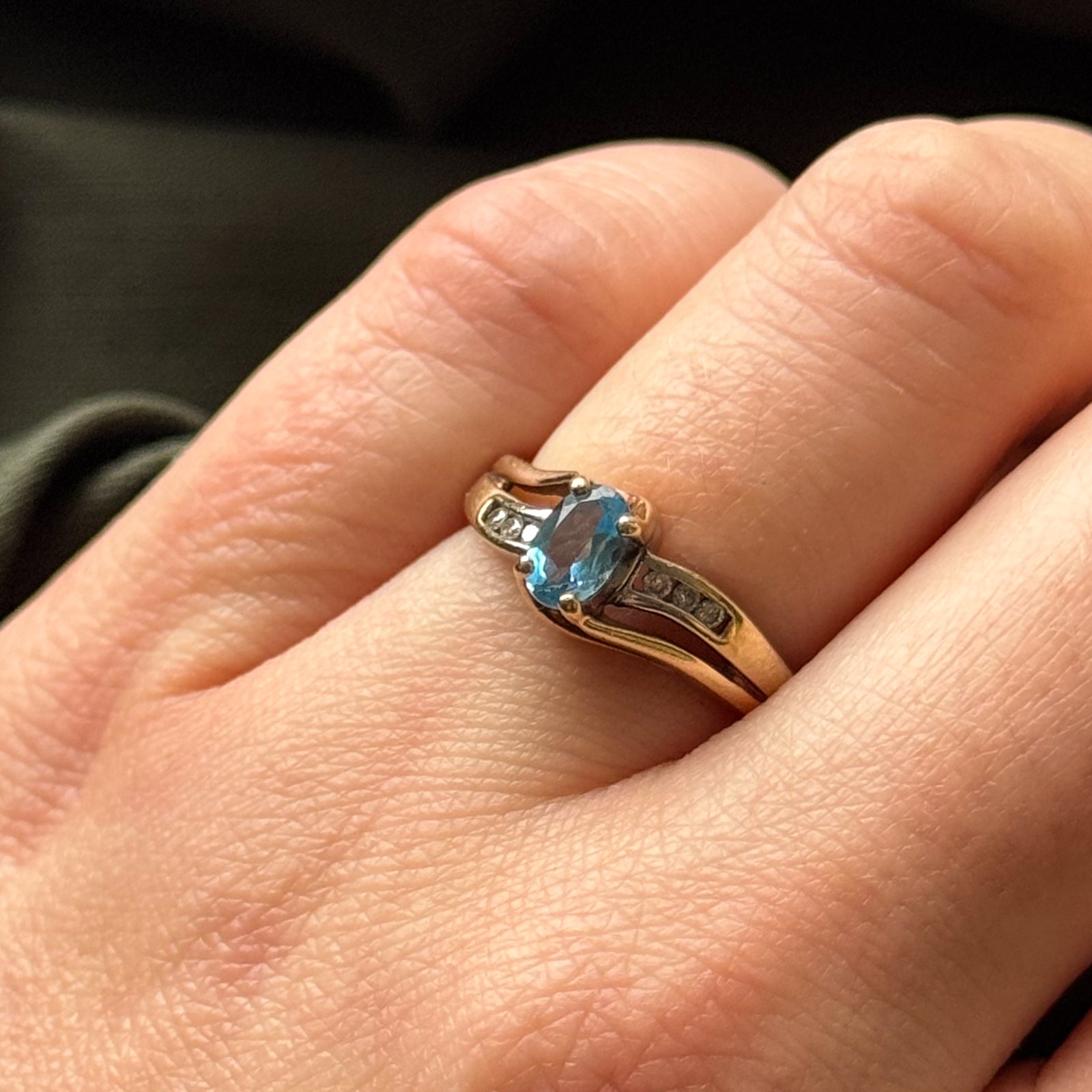 Blue Topaz & Diamond Bypass Ring | 0.50ct, 0.06ctw | SZ 6 |