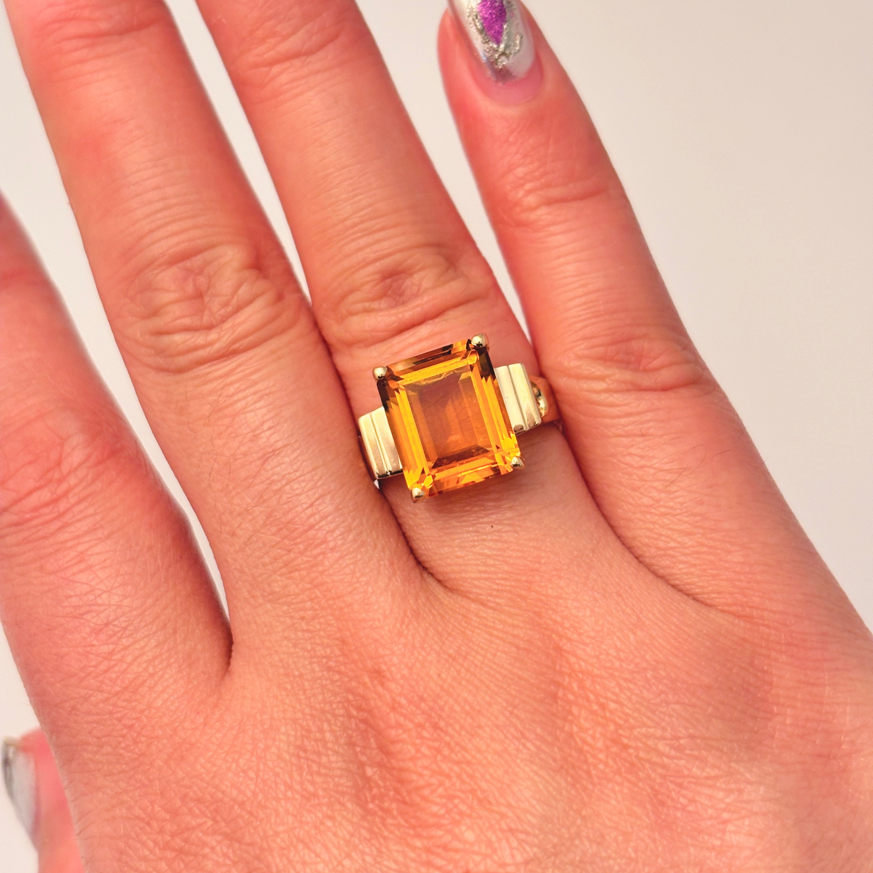 10k Yellow Gold 4-Prong Citrine Cocktail Ring | 5.51ct | 6.75