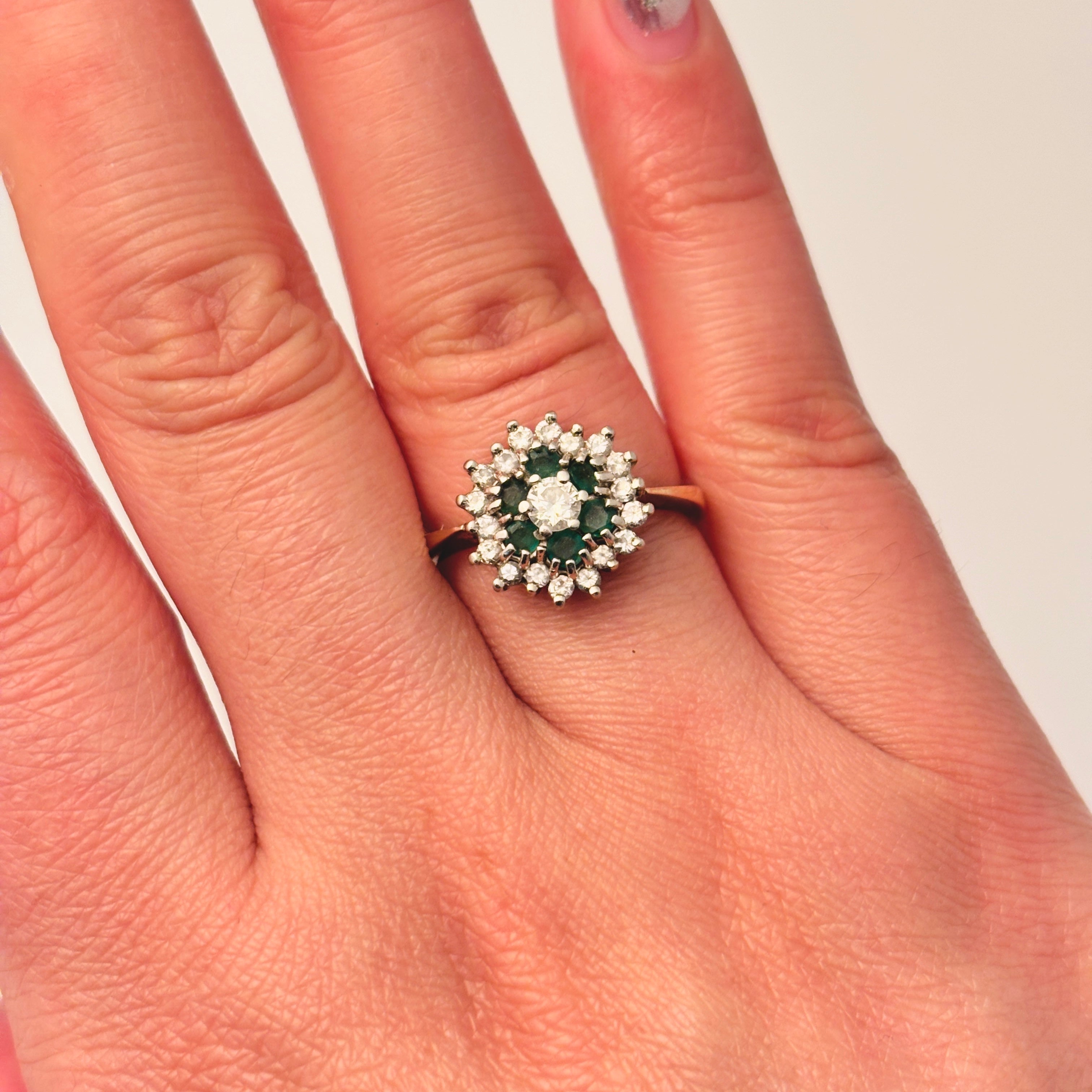 14k Yellow and White Gold Emerald and Diamond Ring | 0.32ctw, 0.47ctw | 6.75