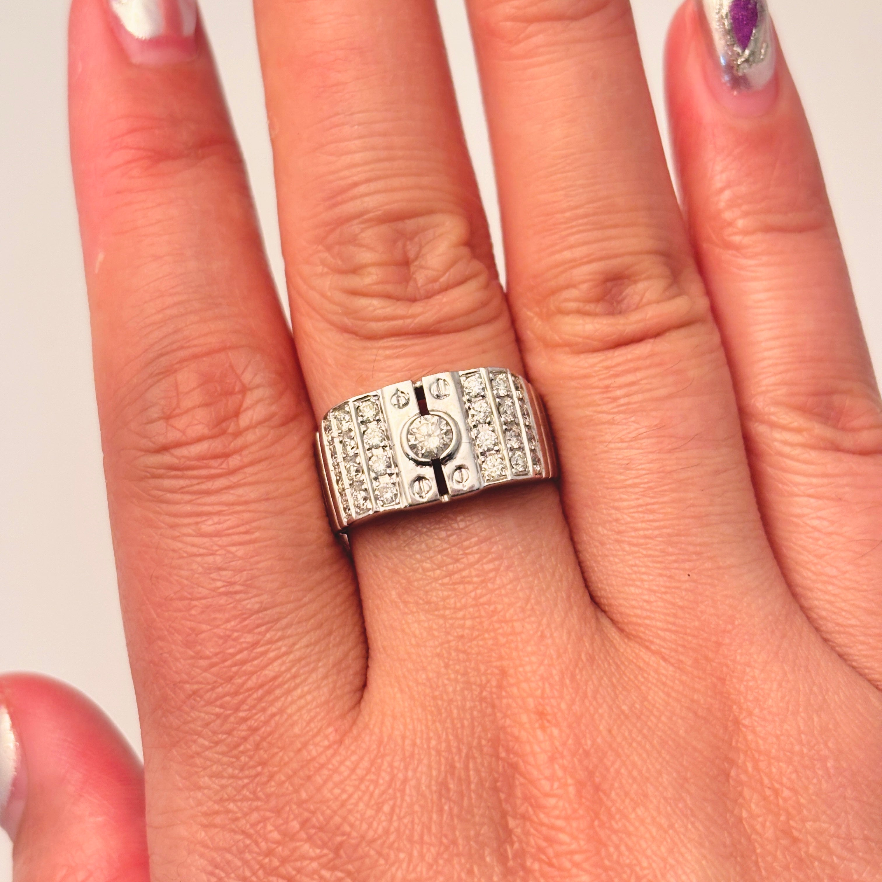 14k White Gold Diamond Ring Cluster Ring with Flathead Details| 0.64ctw | SZ 8.75