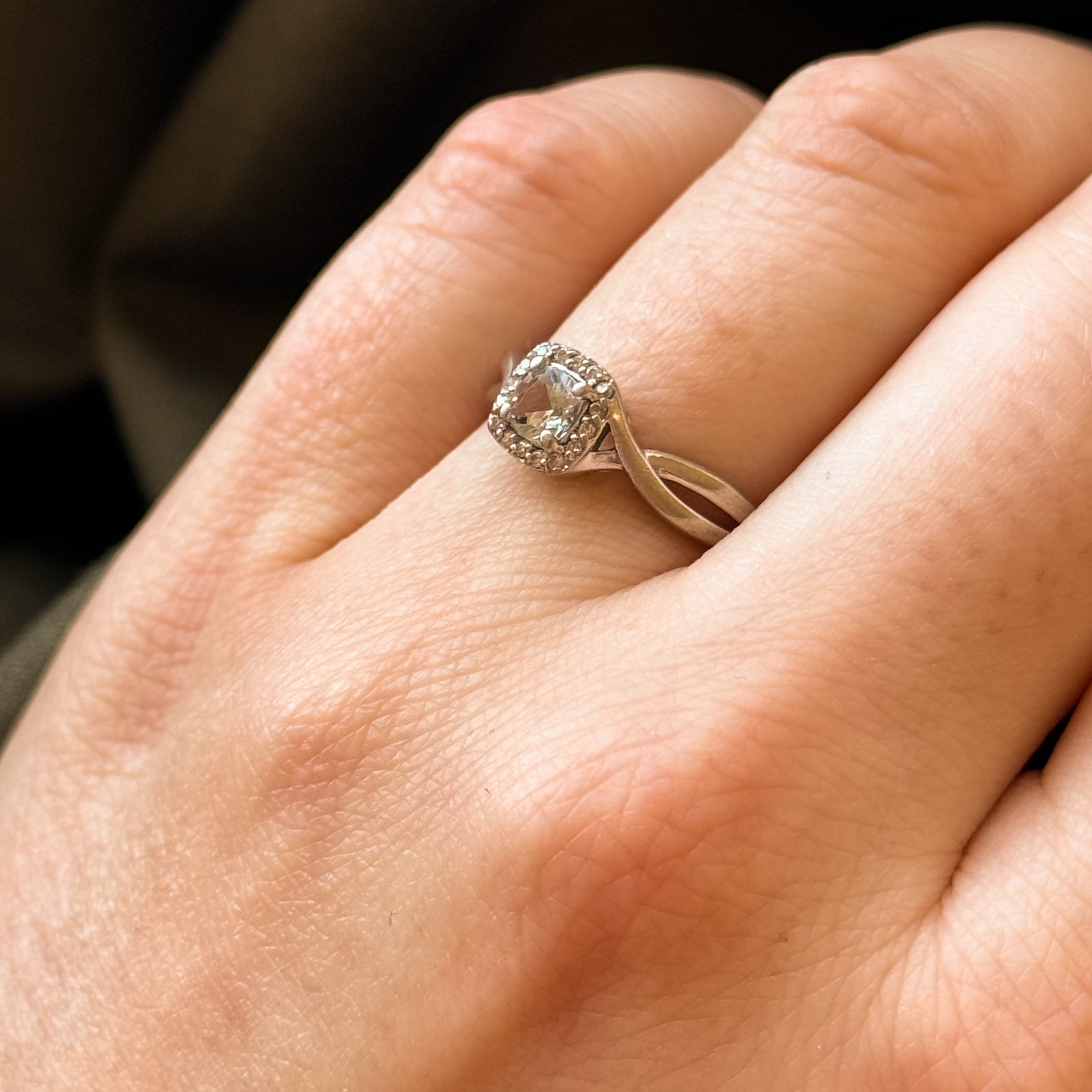 Aquamarine & Diamond Halo Ring | 0.30ct, 0.06ctw | SZ 6.5 |