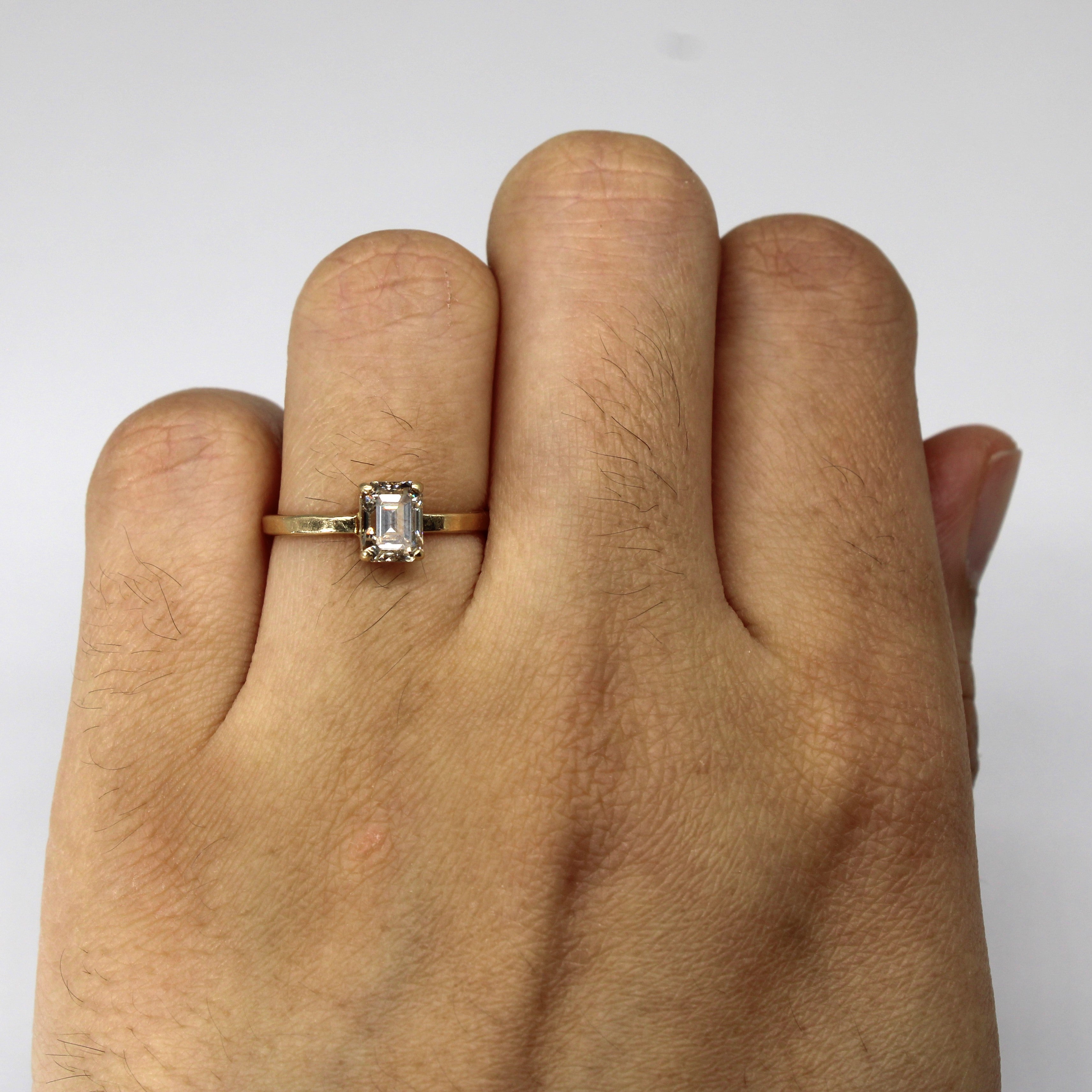 Solitaire Emerald Diamond Ring | 1.00ct VS1 Light Champagne | SZ 6 |